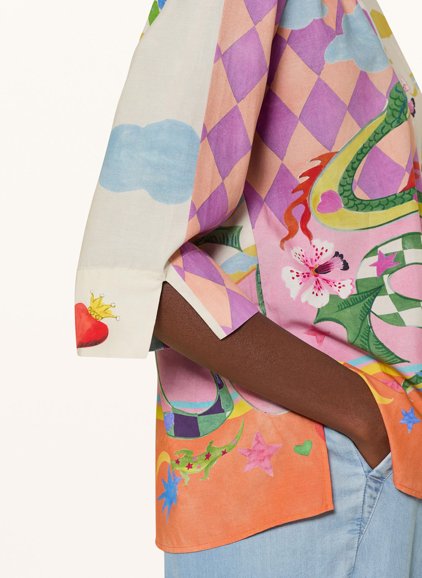 Smith & Soul Hemdbluse mit 3/4-Arm: CREME / GRÜN / ORANGE