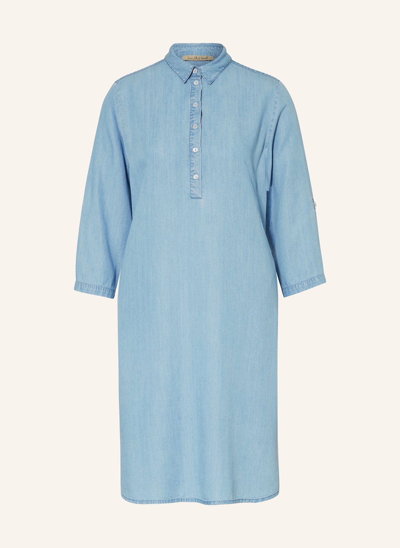 Smith & Soul Denim look shirt dress: LIGHT BLUE