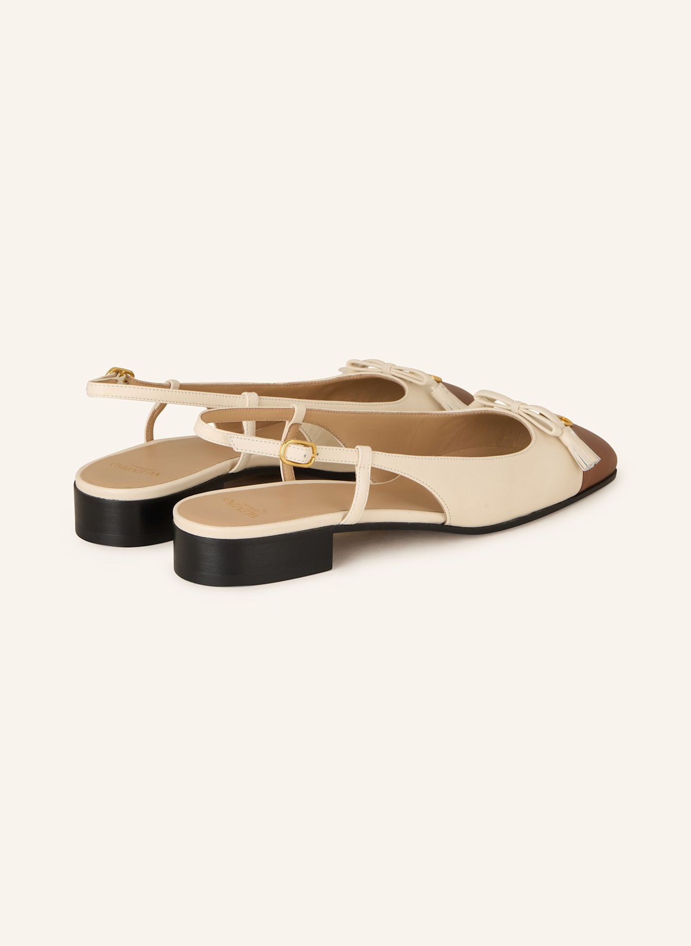 VALENTINO GARAVANI Slingback ballerinas VALET DU ROI: ECRU / COGNAC