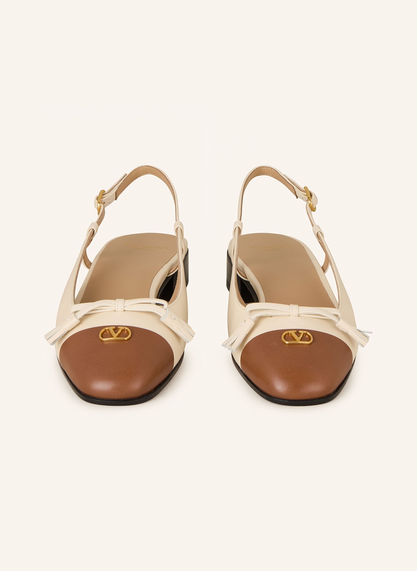 VALENTINO GARAVANI Slingback ballerinas VALET DU ROI: ECRU / COGNAC