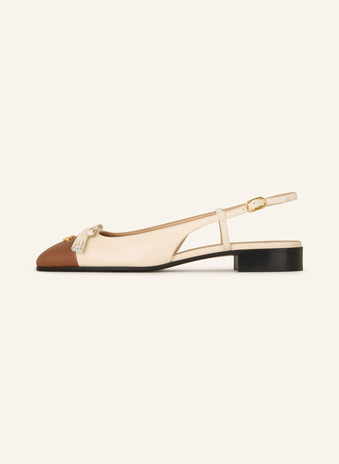 VALENTINO GARAVANI Slingback ballerinas VALET DU ROI: ECRU / COGNAC
