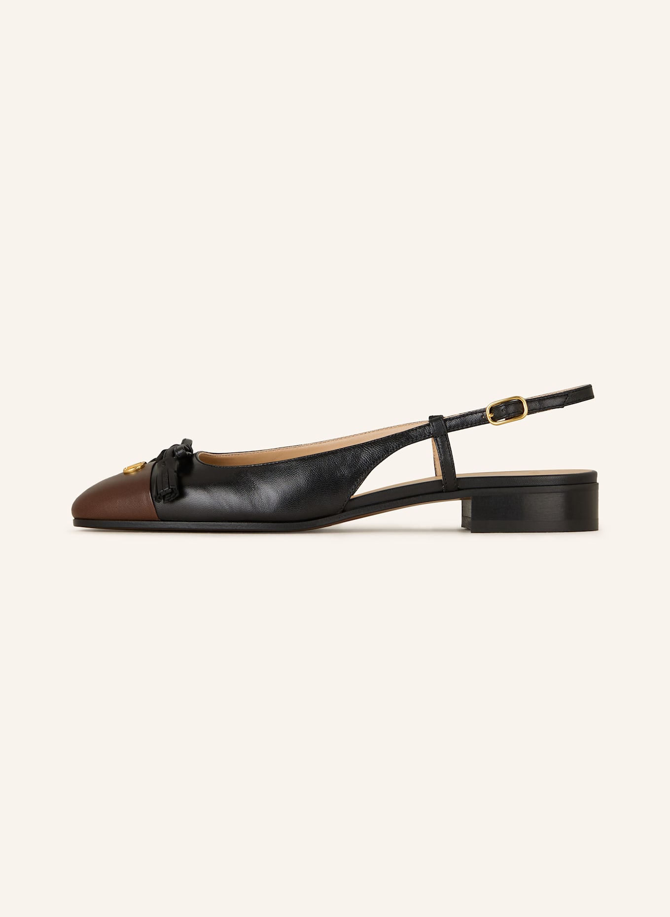 VALENTINO GARAVANI Slingback ballerinas VALET DU ROI: BLACK / DARK BROWN