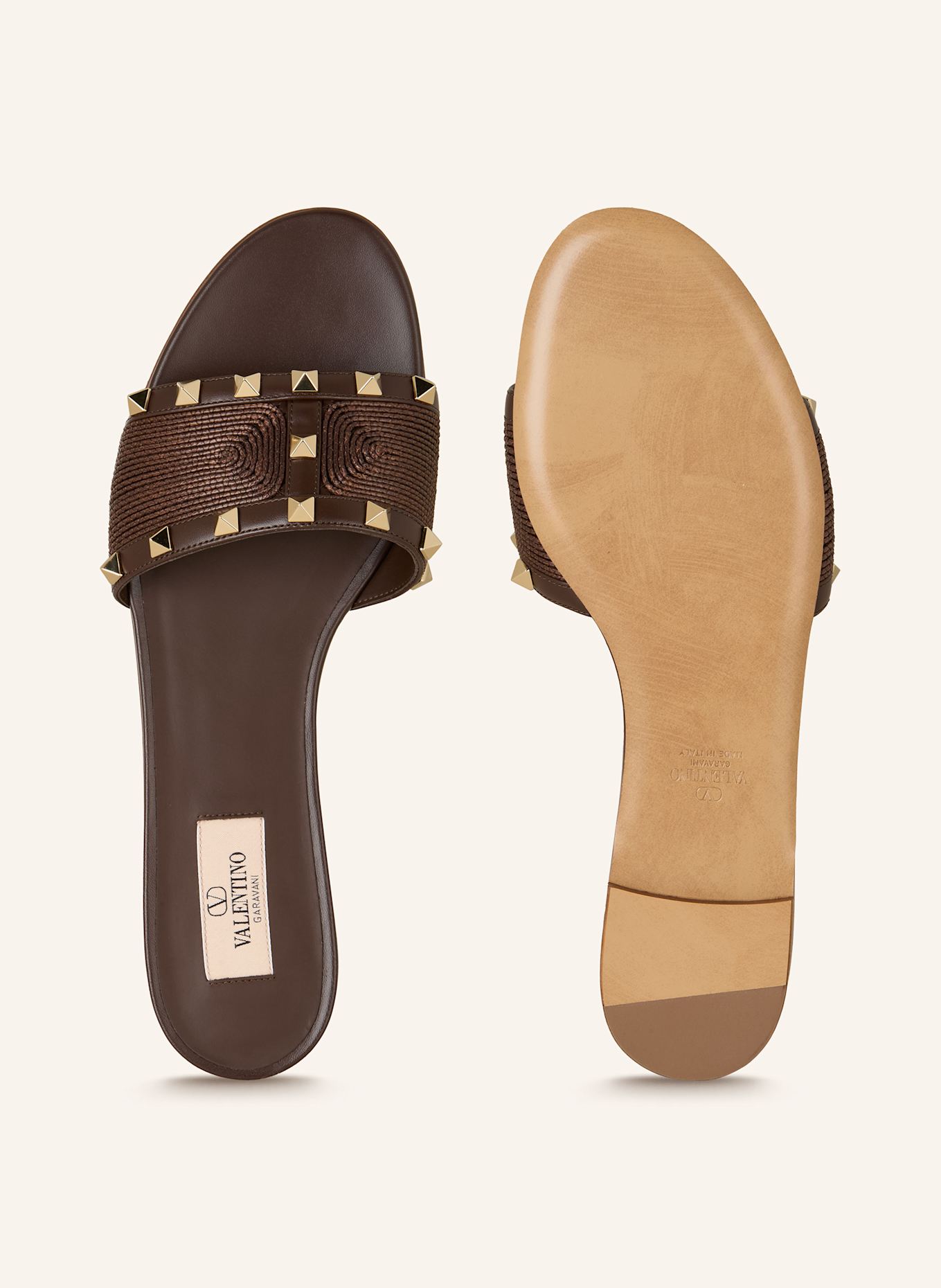 VALENTINO GARAVANI Pantoletten ROCKSTUD: DUNKELBRAUN