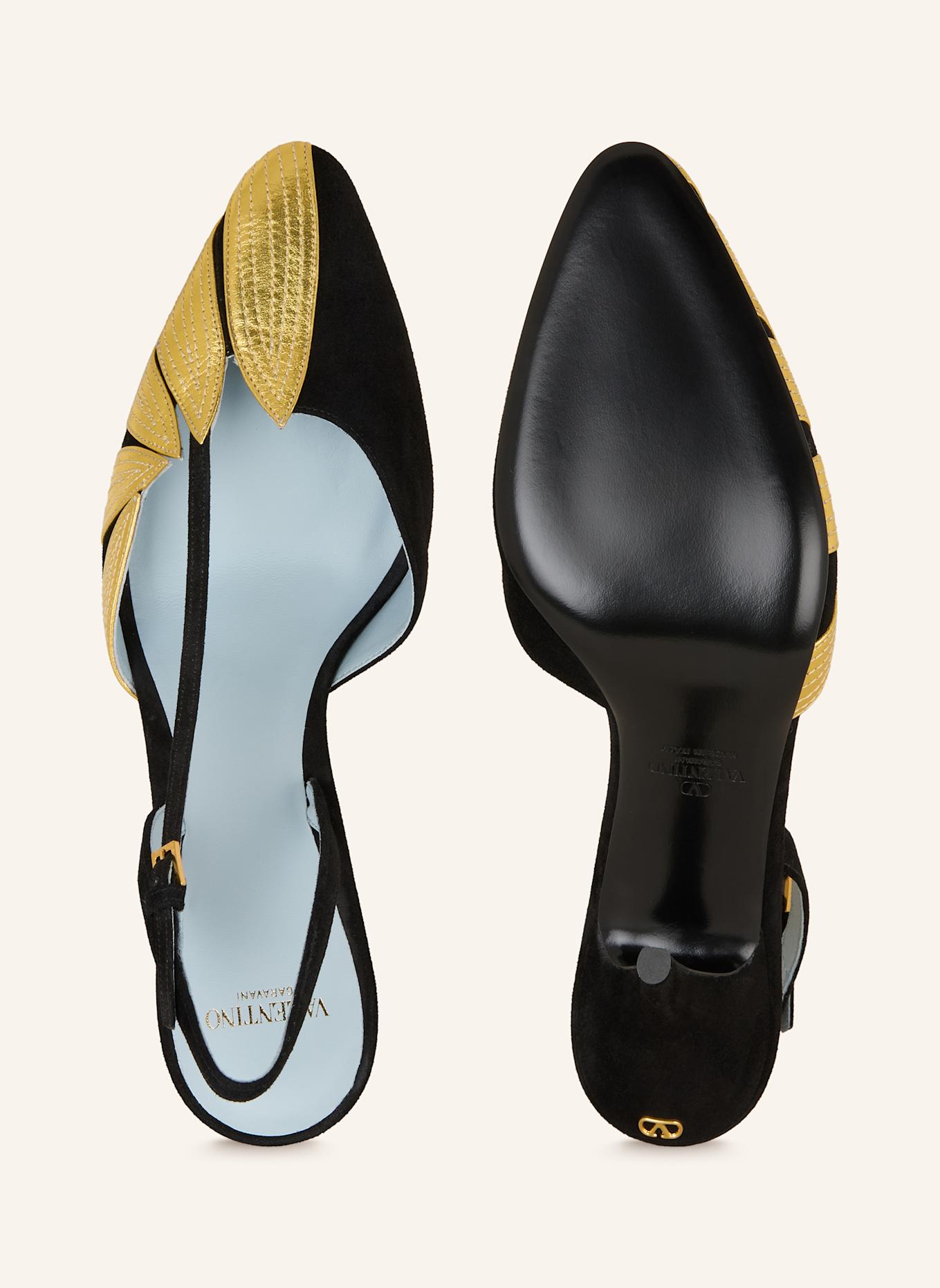 VALENTINO GARAVANI Slingpumps VG FOLIEFOLIAGE: SCHWARZ/ GOLD