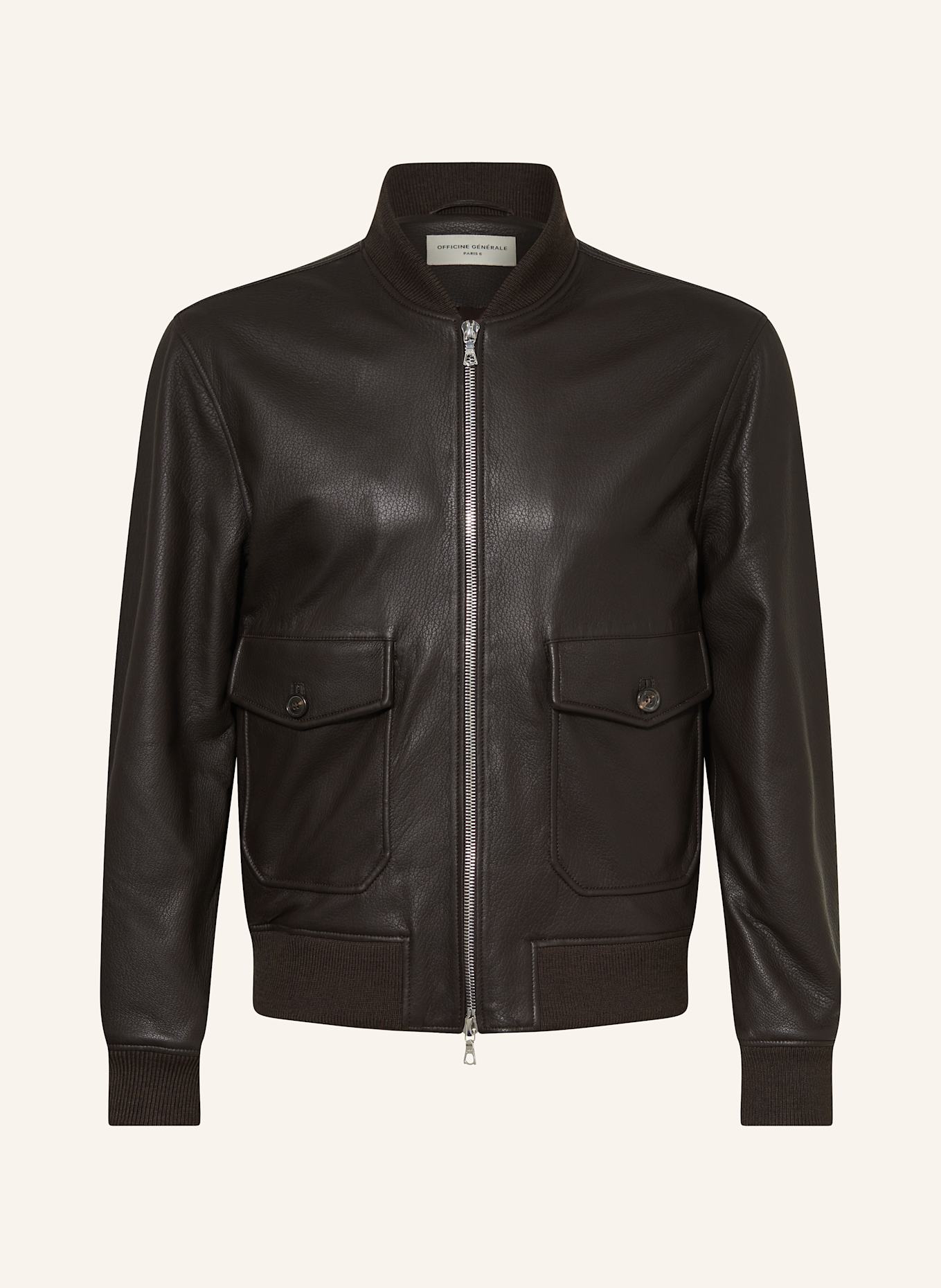 Officine Générale Lederjacke CARLO: DUNKELBRAUN