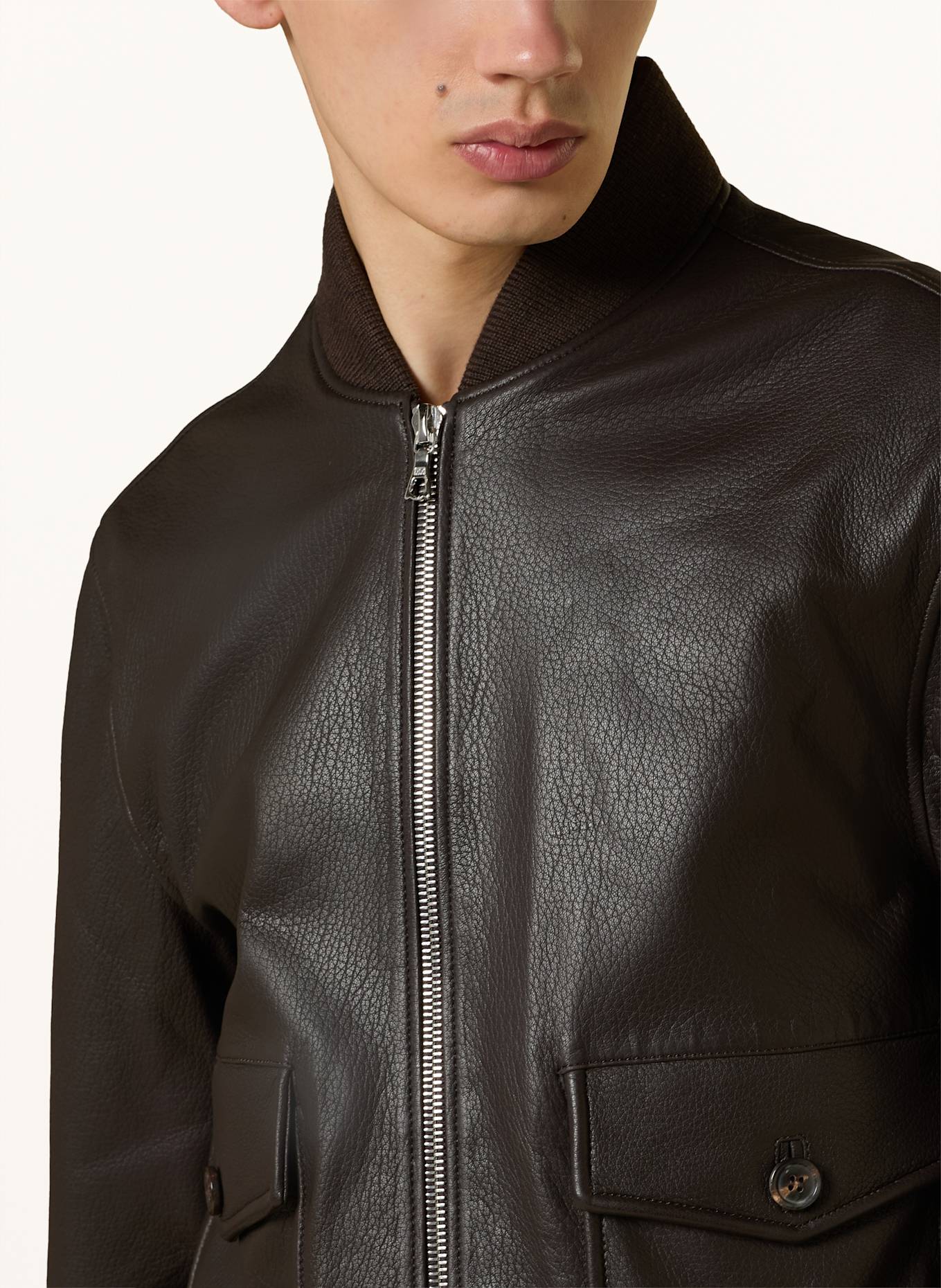 Officine Générale Lederjacke CARLO: DUNKELBRAUN