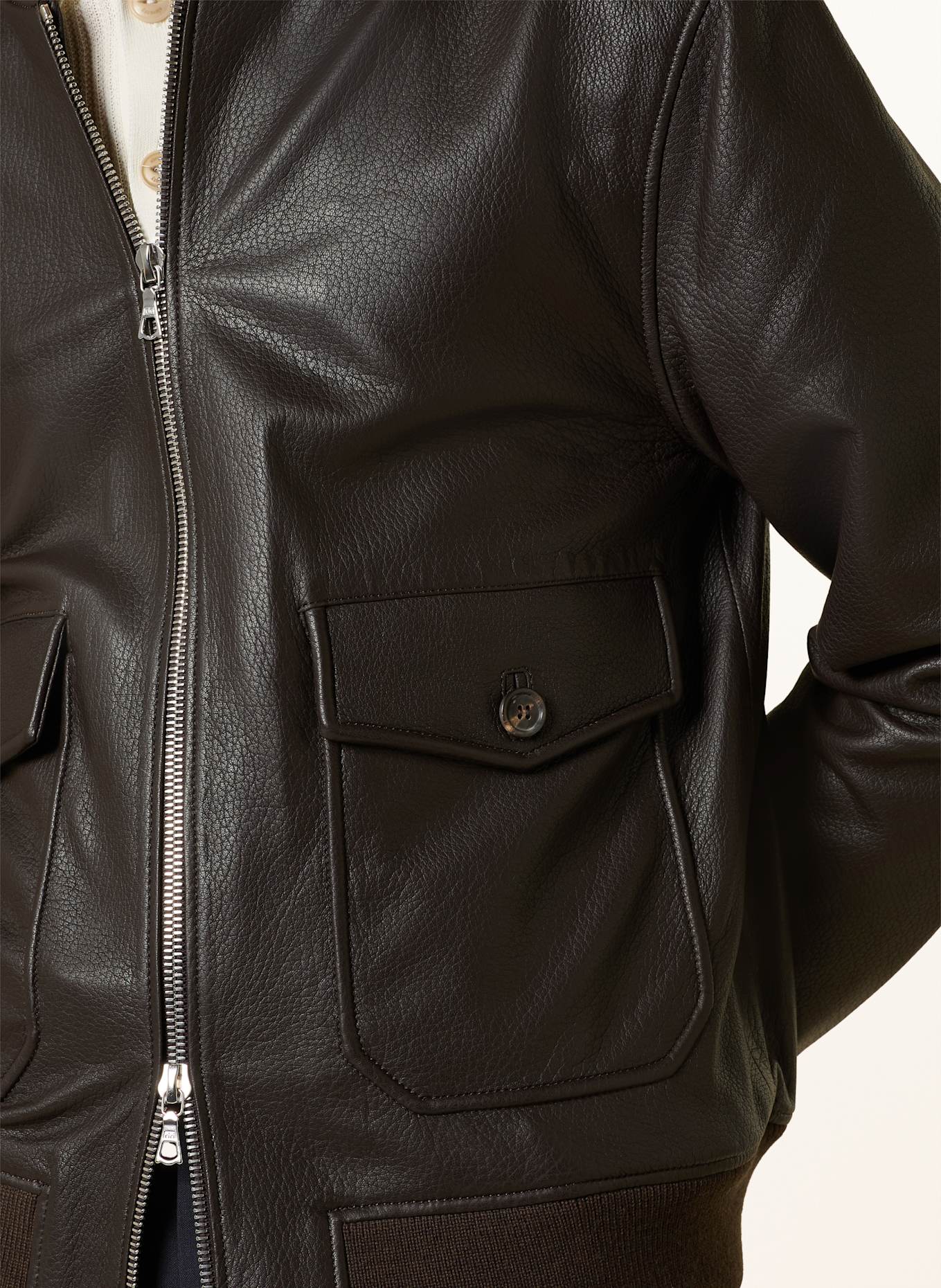 Officine Générale Lederjacke CARLO: DUNKELBRAUN