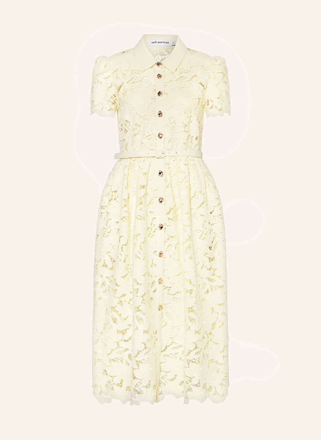 self-portrait Kleid aus Lochspitze: GELB