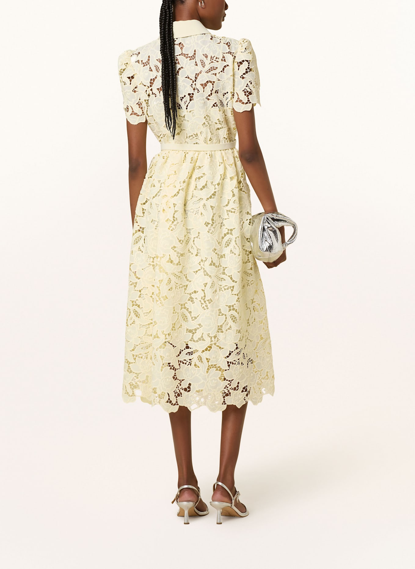 self-portrait Kleid aus Lochspitze: GELB