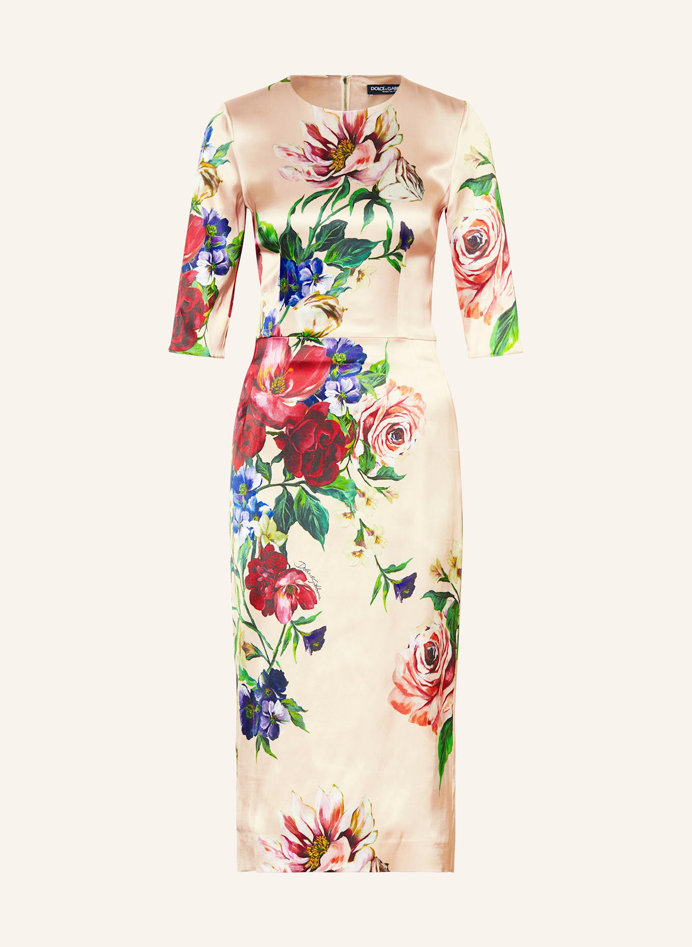 DOLCE & GABBANA Etuikleid mit 3/4-Arm: H25PR B.FIORI ANTICHI FNUD