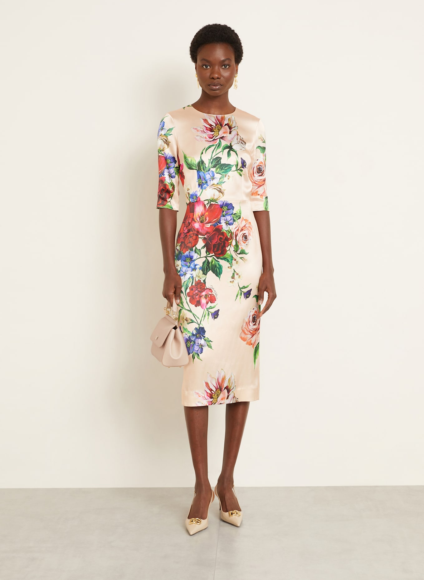 DOLCE & GABBANA Etuikleid mit 3/4-Arm: H25PR B.FIORI ANTICHI FNUD