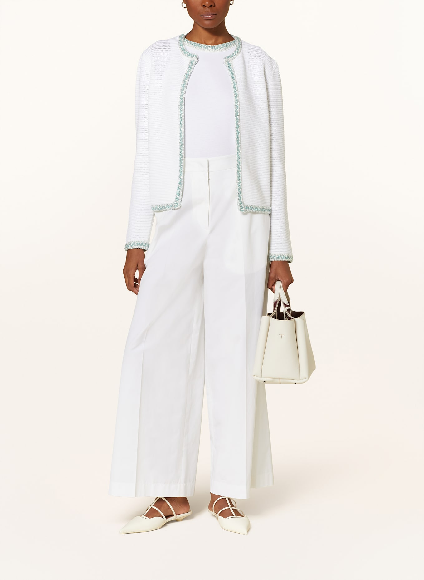 FABIANA FILIPPI Cardigan with sequins: WHITE / MINT