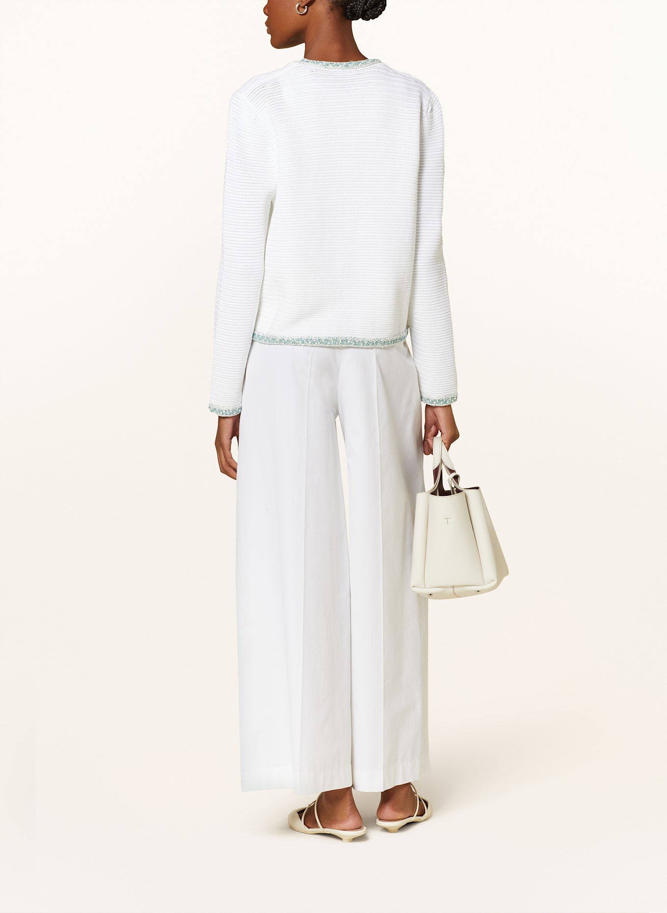 FABIANA FILIPPI Cardigan with sequins: WHITE / MINT