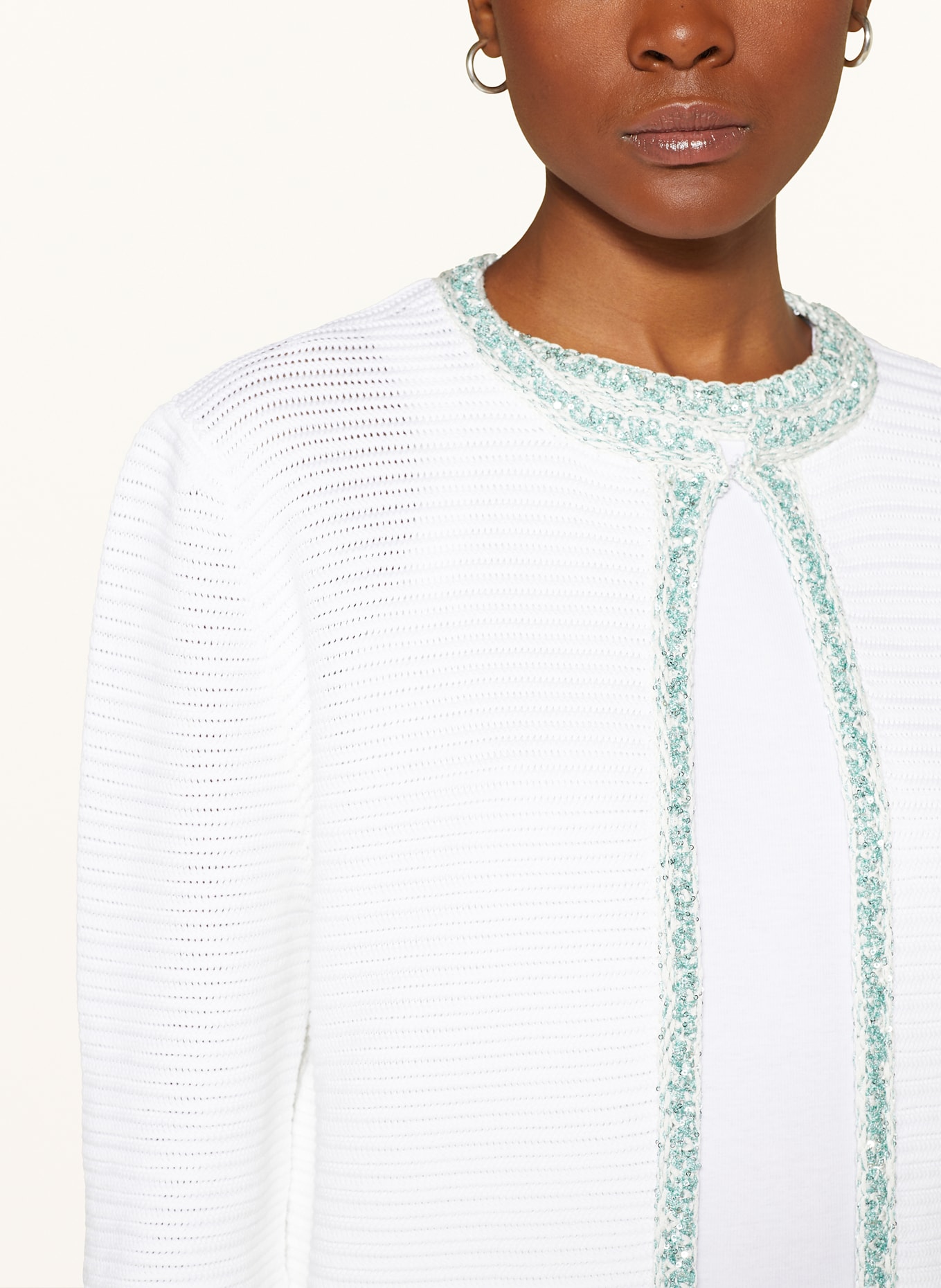 FABIANA FILIPPI Cardigan with sequins: WHITE / MINT