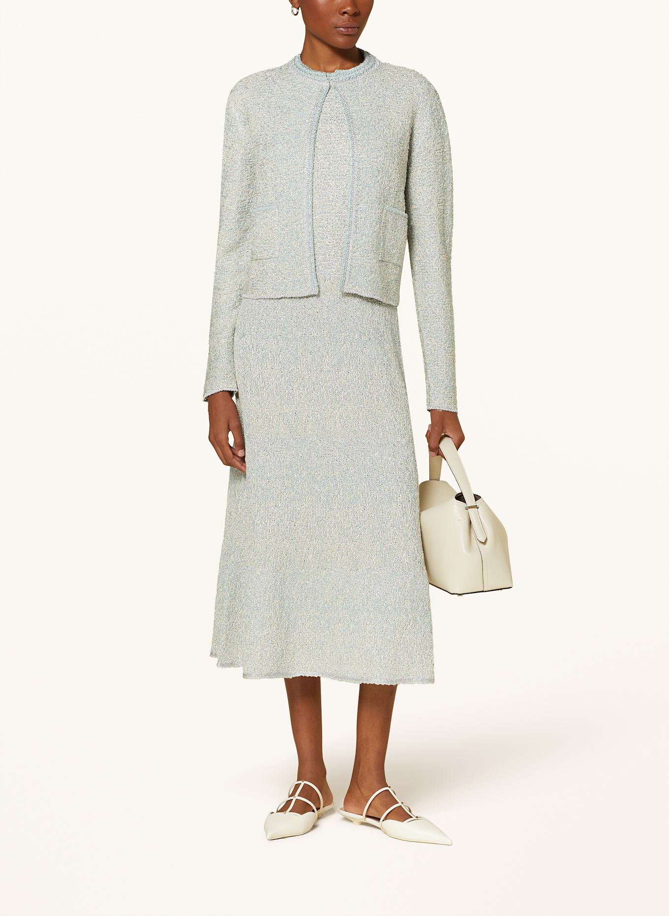 FABIANA FILIPPI Strickkleid mit Glitzergarn: MINT / ECRU