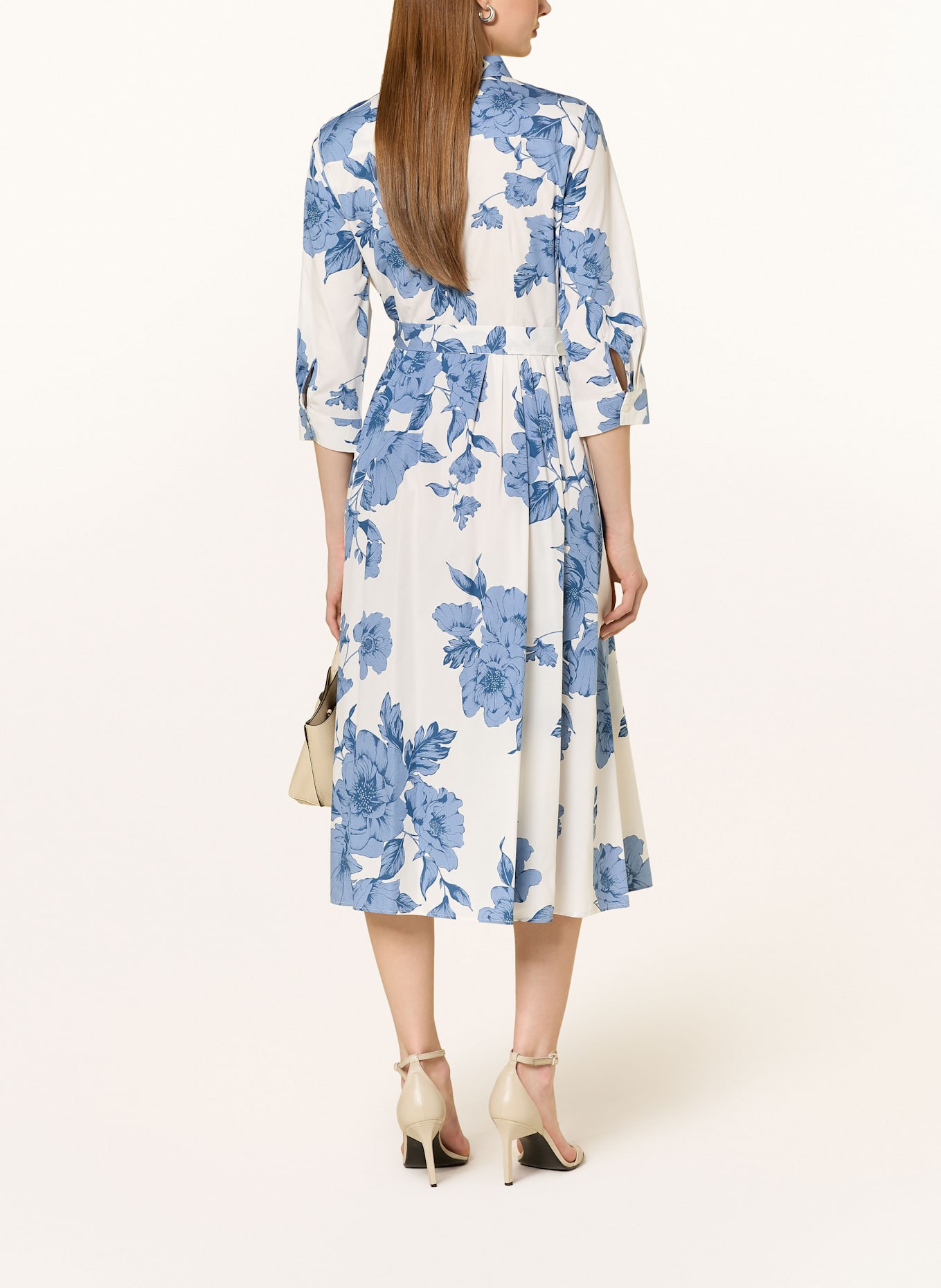 oui Hemdblusenkleid mit 3/4-Arm: WEISS/ BLAU