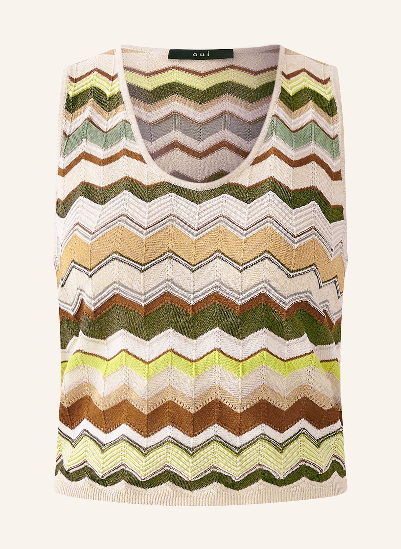 oui Stricktop mit Glitzergarn: CREME / GRÜN / BRAUN