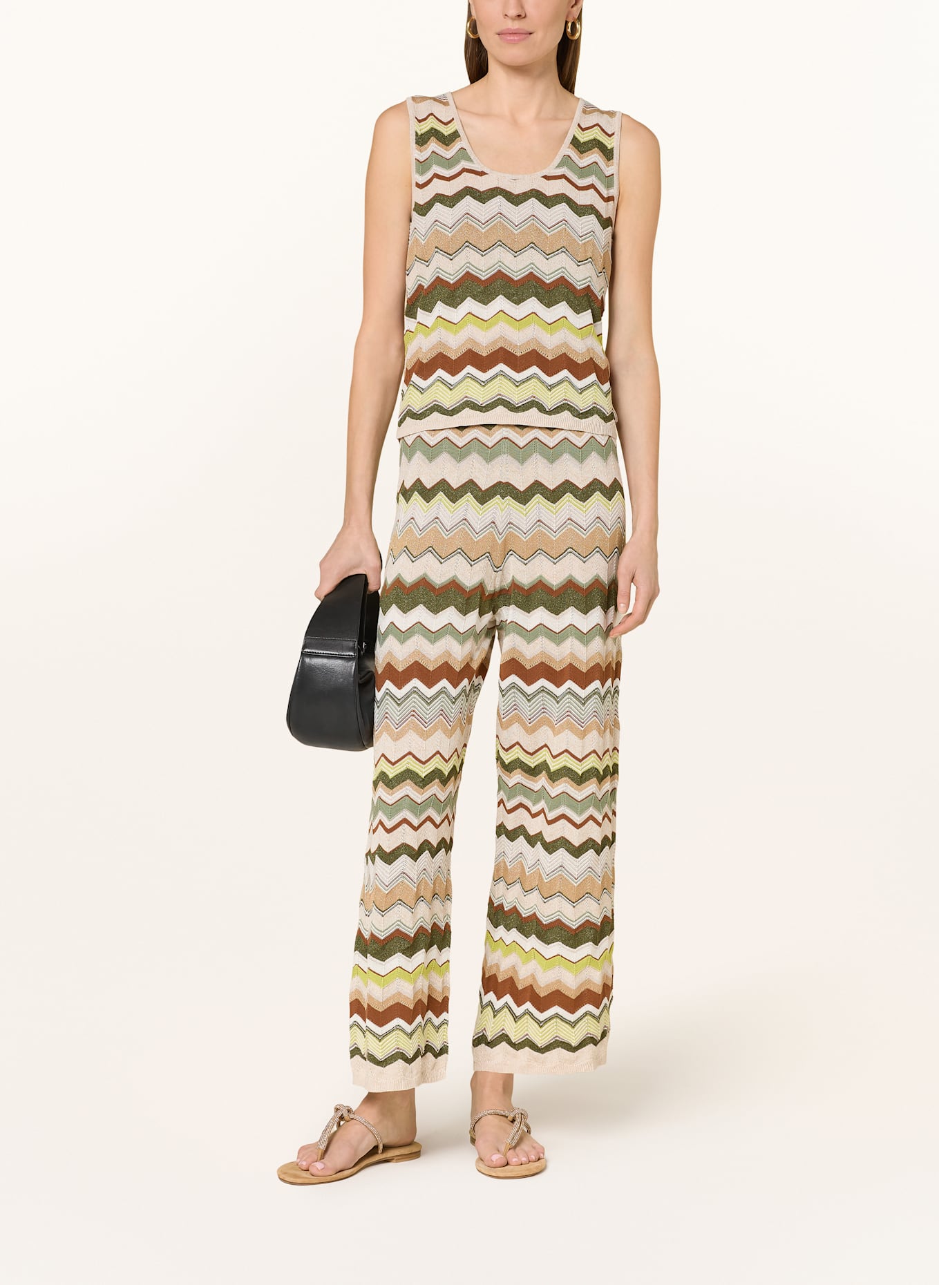 oui Stricktop mit Glitzergarn: CREME / GRÜN / BRAUN