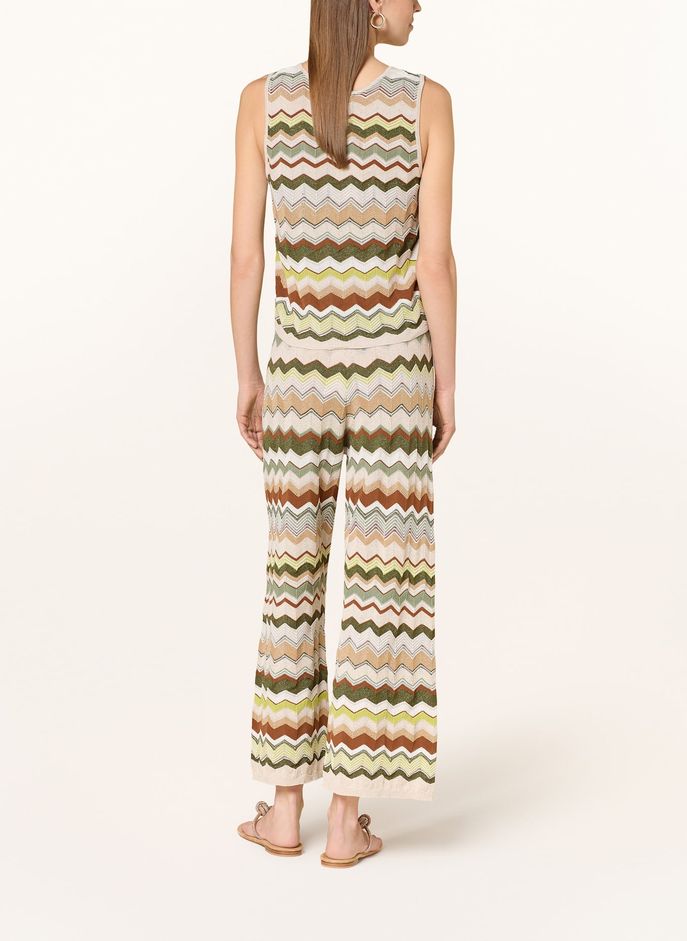 oui Stricktop mit Glitzergarn: CREME / GRÜN / BRAUN