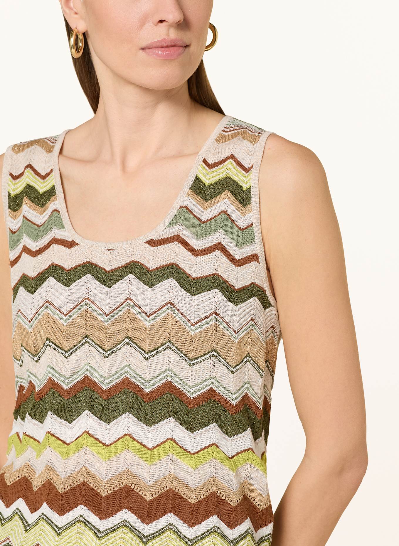 oui Stricktop mit Glitzergarn: CREME / GRÜN / BRAUN