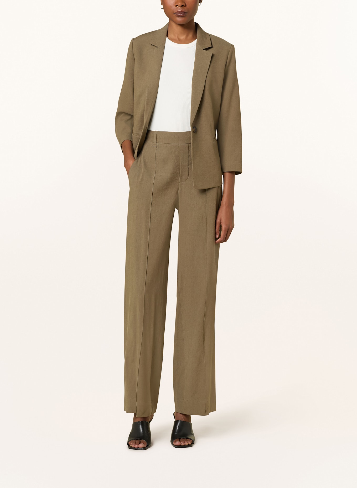 VINCE Marlenehosen mit Leinen: OLIV