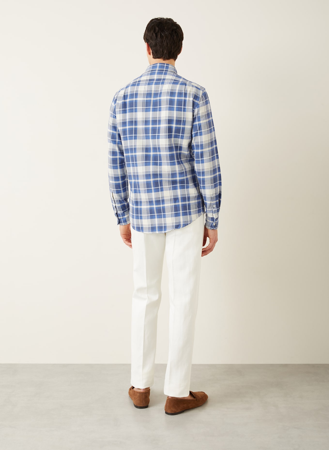 RALPH LAUREN PURPLE LABEL Hemd Slim Fit: BLAU / CREME