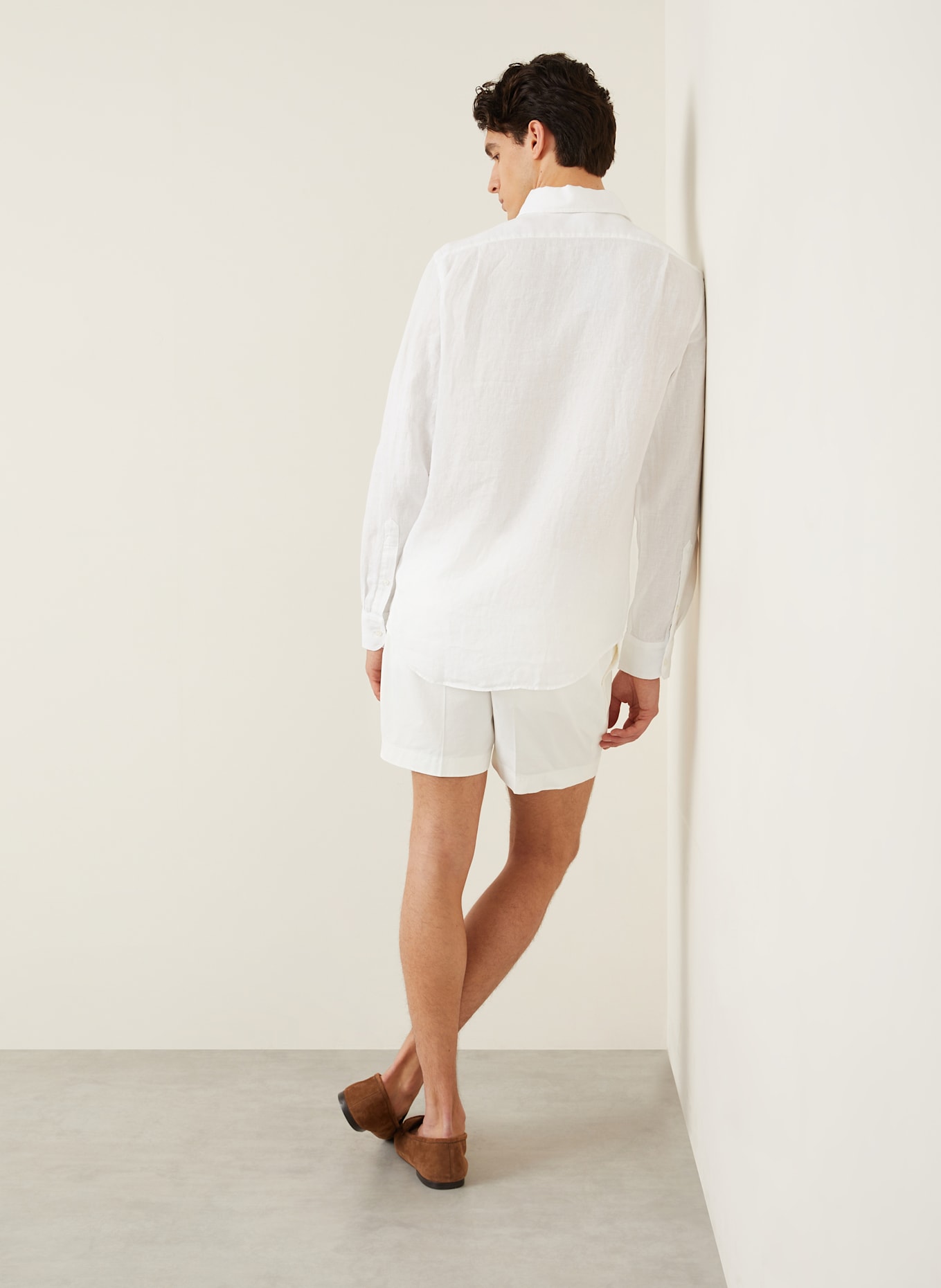 RALPH LAUREN PURPLE LABEL Leinenhemd Regular Fit: WEISS