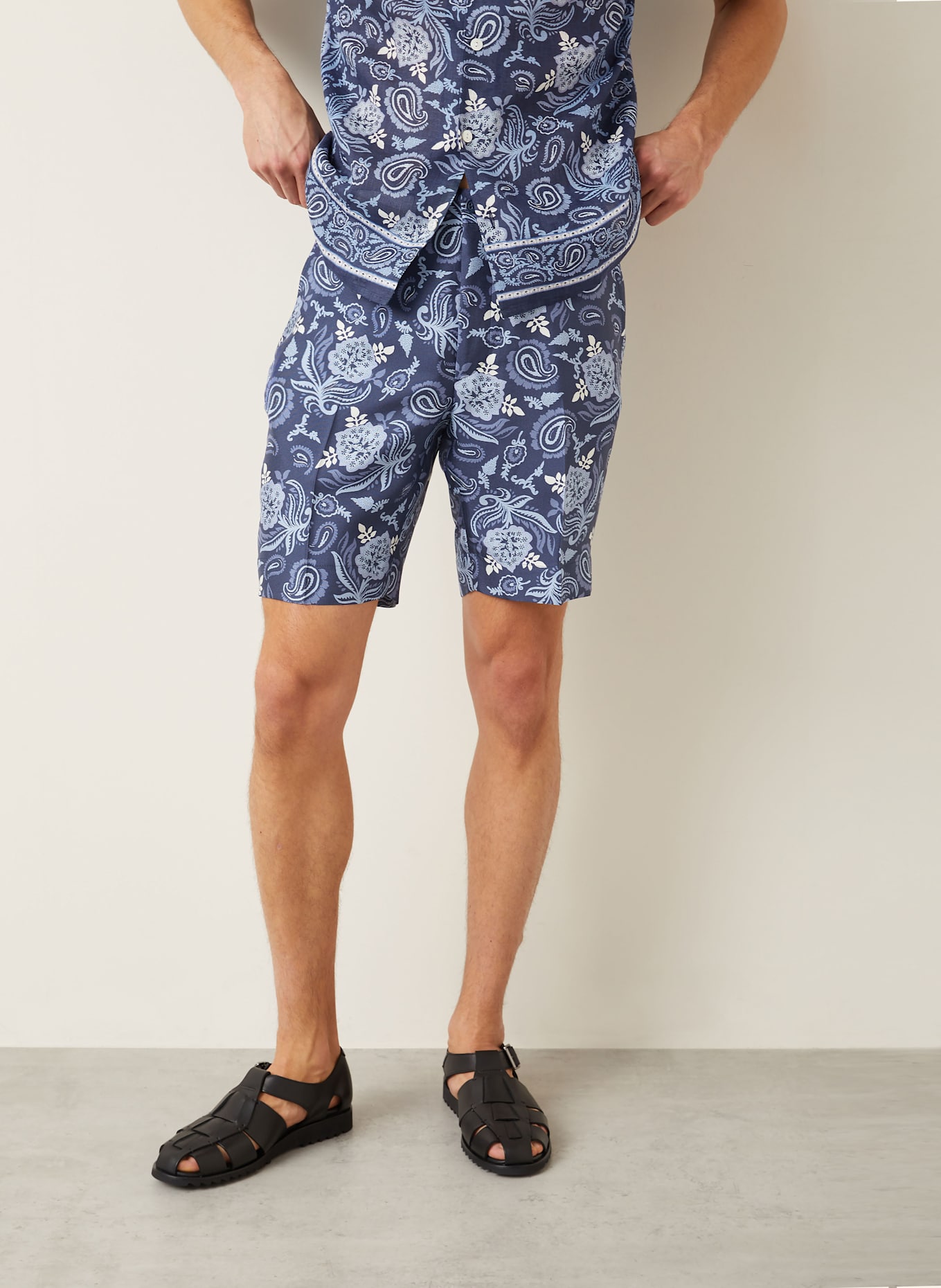 RALPH LAUREN PURPLE LABEL Jedwabne szorty: GRANATOWY / JASNONIEBIESKI / BIAŁY