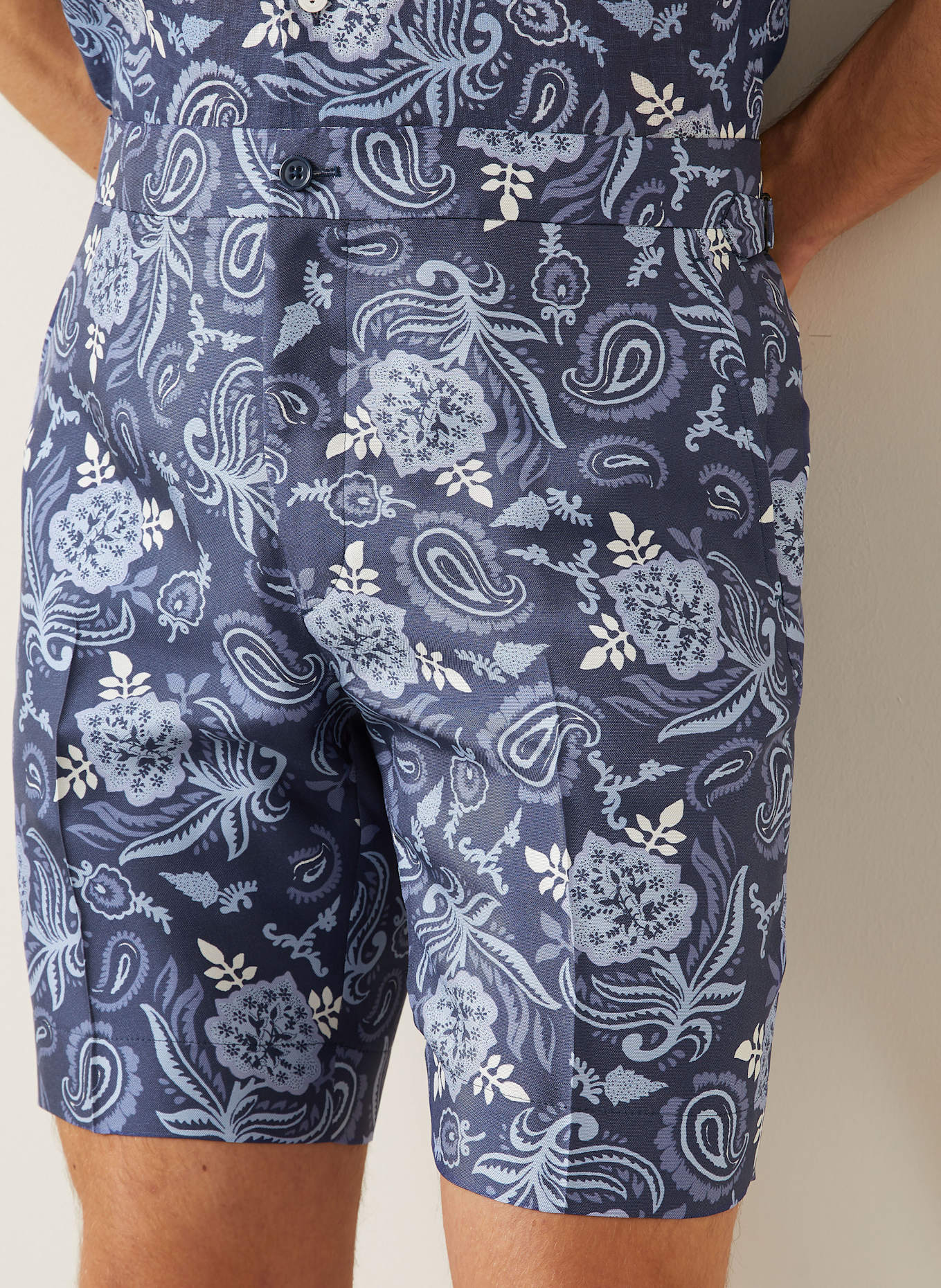 RALPH LAUREN PURPLE LABEL Jedwabne szorty: GRANATOWY / JASNONIEBIESKI / BIAŁY