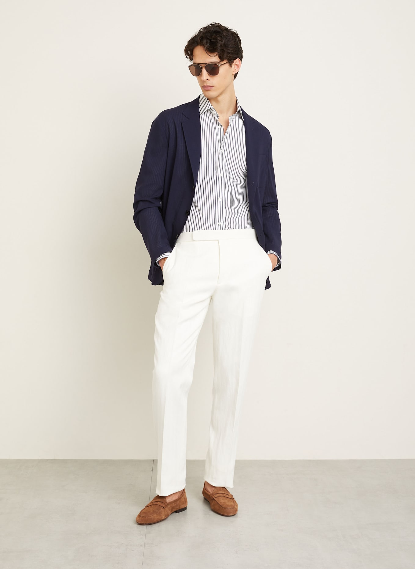 RALPH LAUREN PURPLE LABEL Chino Regular Fit mit Leinen: WEISS