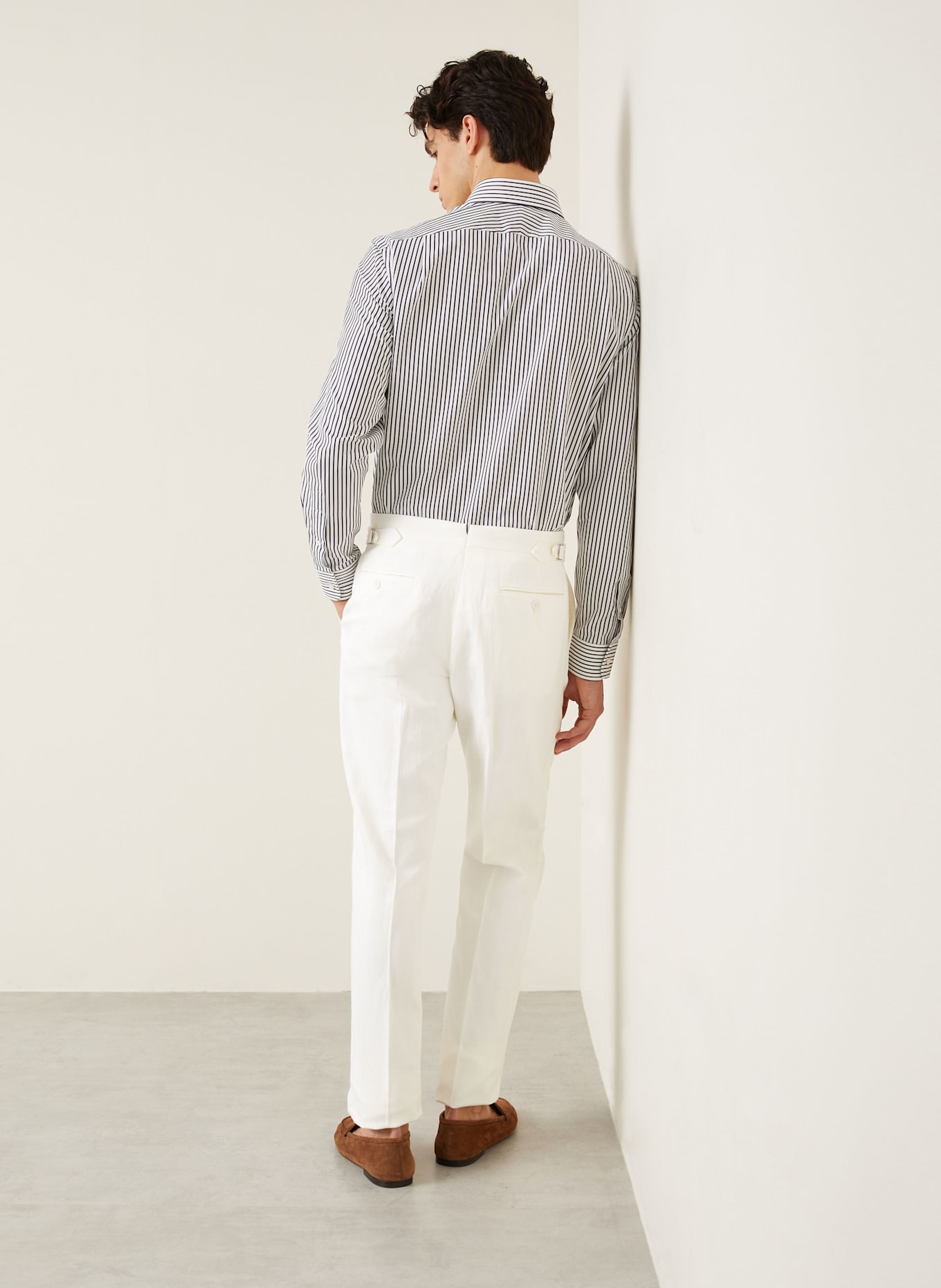 RALPH LAUREN PURPLE LABEL Chino Regular Fit mit Leinen: WEISS