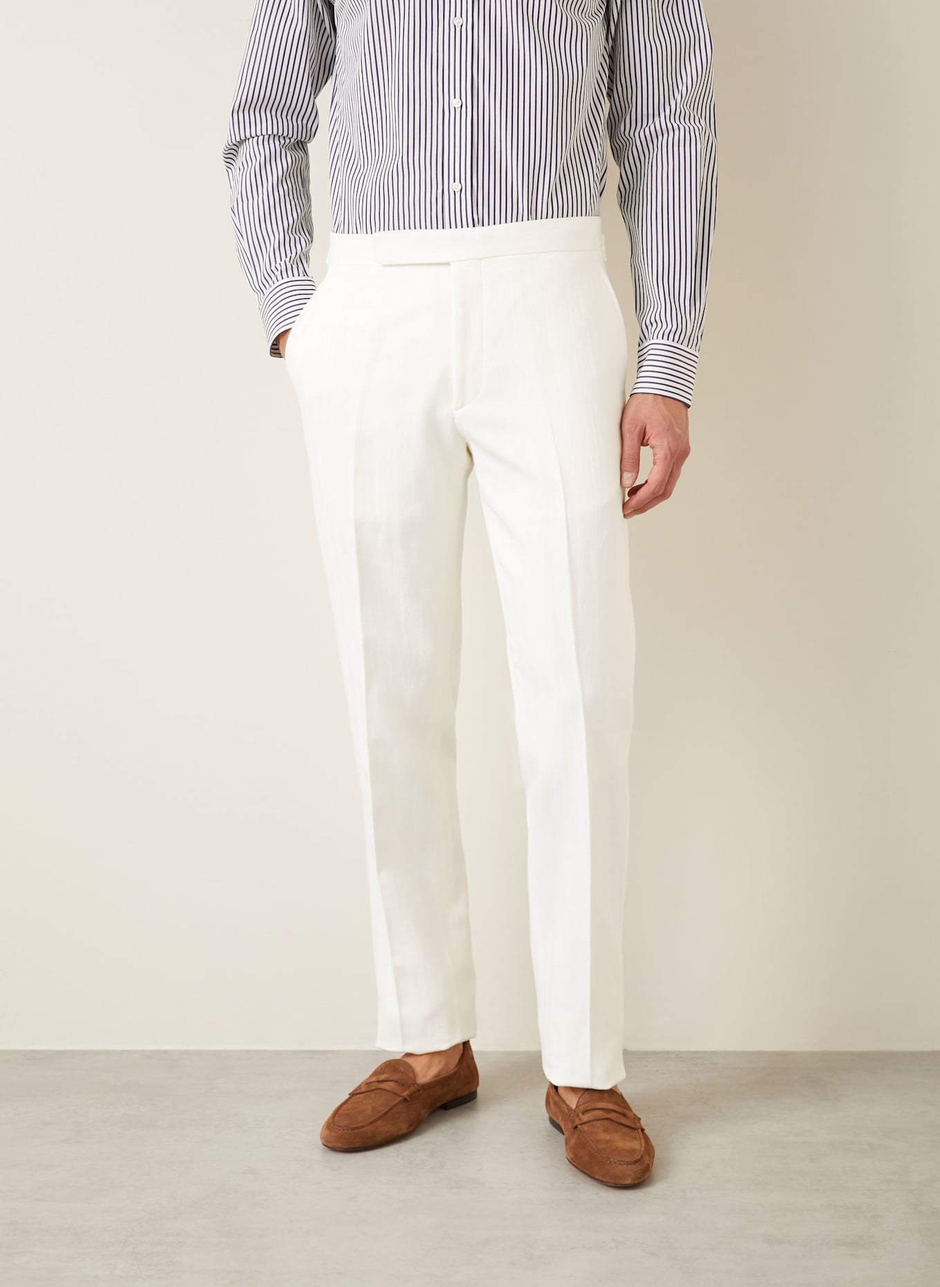 RALPH LAUREN PURPLE LABEL Chino Regular Fit mit Leinen: WEISS