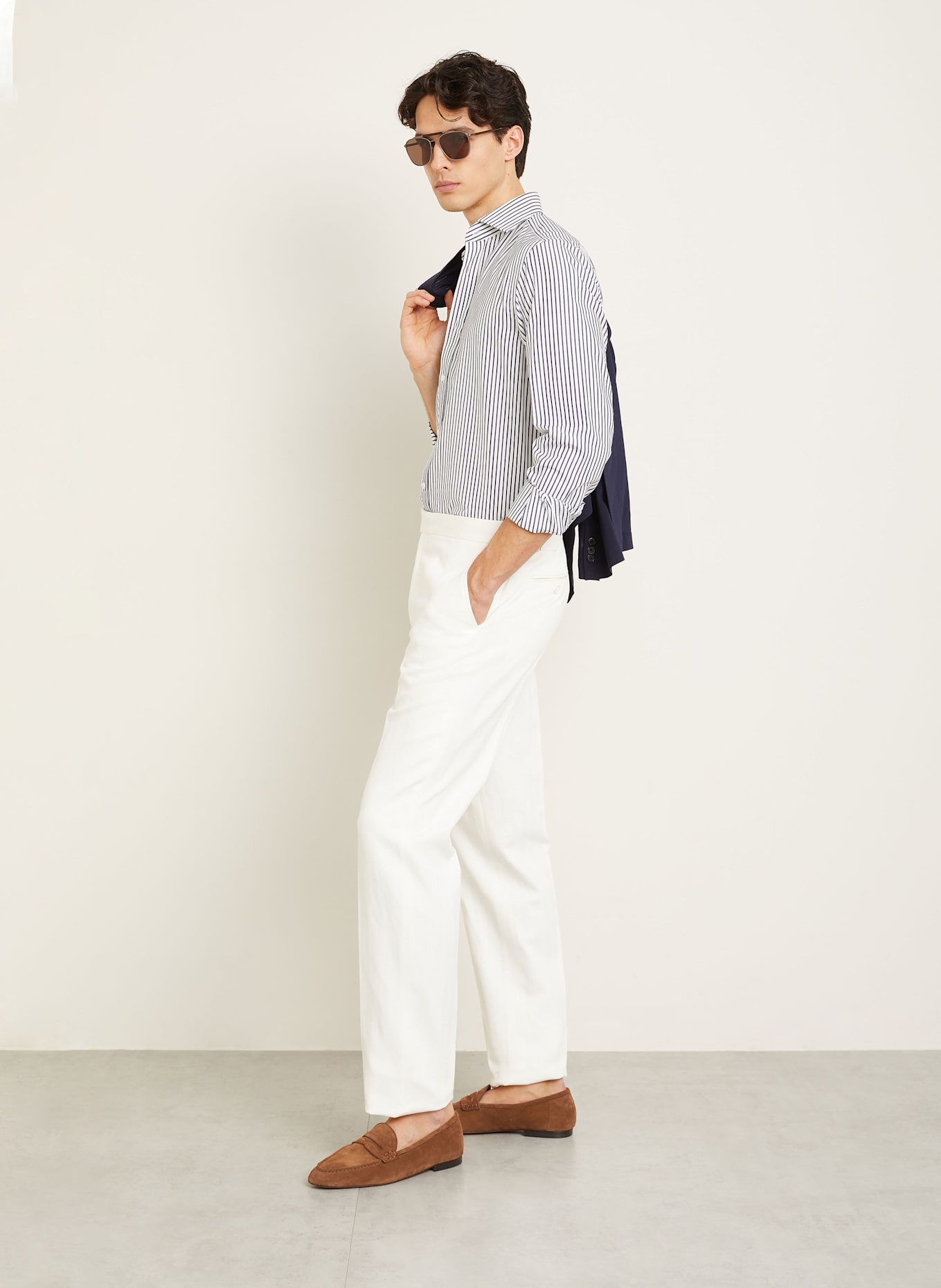 RALPH LAUREN PURPLE LABEL Chino Regular Fit mit Leinen: WEISS