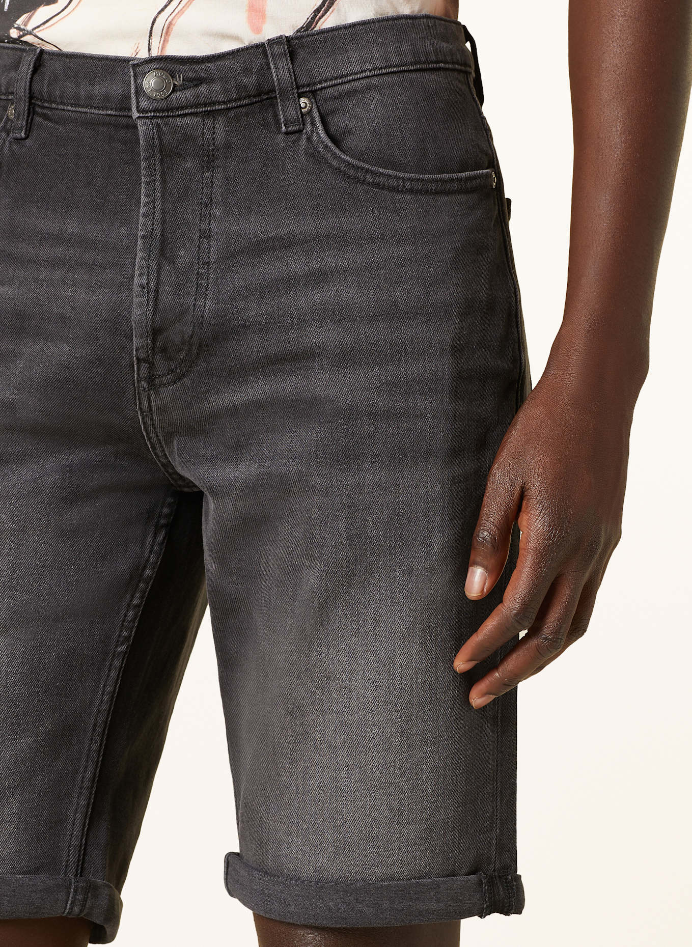 HUGO HUGO 634 tapered fit denim shorts: 006 BLACK