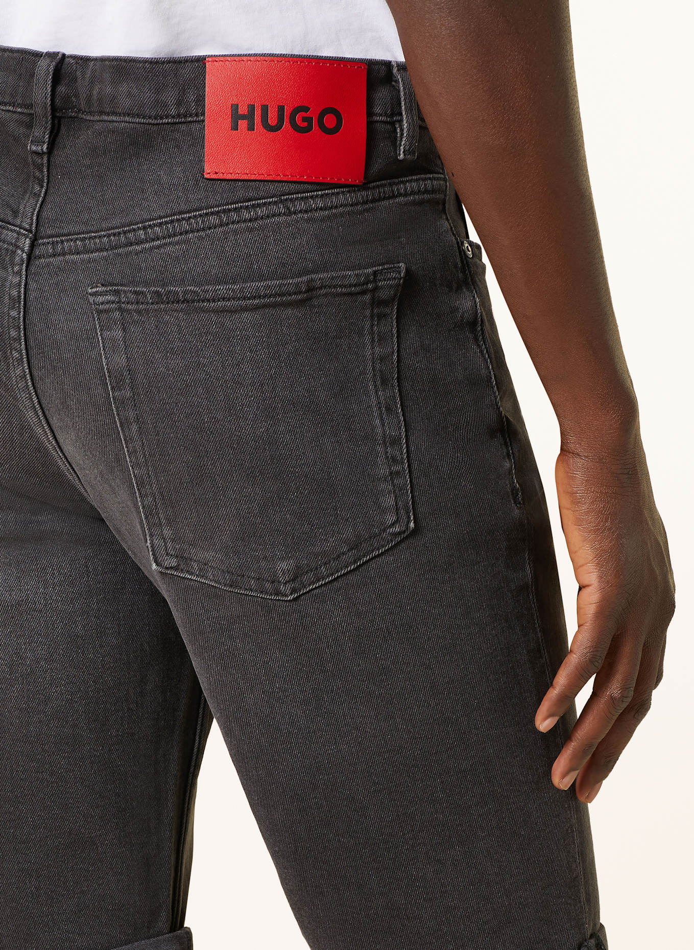 HUGO HUGO 634 tapered fit denim shorts: 006 BLACK