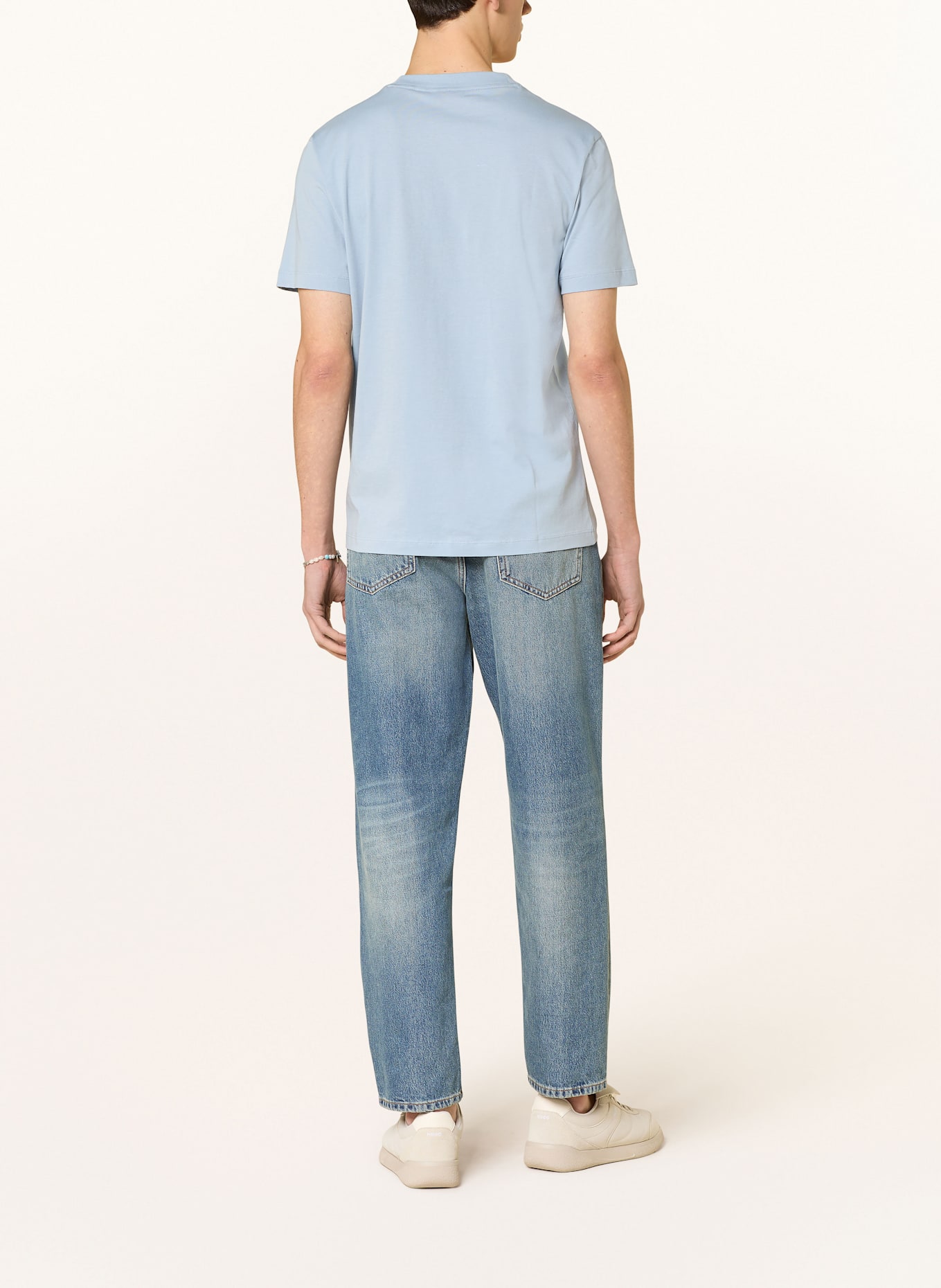 HUGO T-Shirt DALENDI: HELLBLAU / WEISS