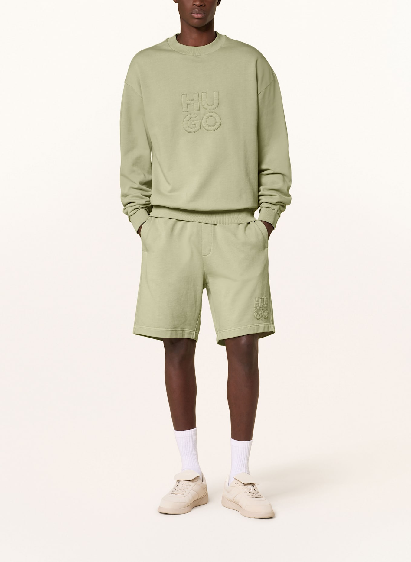 HUGO DISTRESO" sweatshirt: LIGHT GREEN