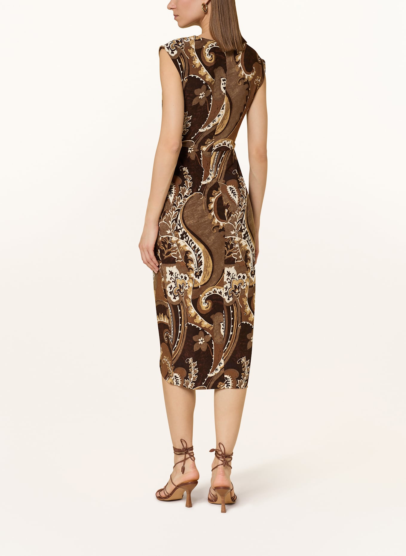salopette jean taille 6mois Jersey dress in wrap look: DARK BROWN/ LIGHT BROWN/ WHITE