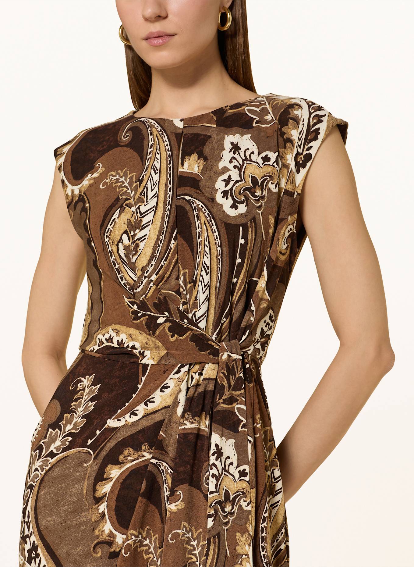 salopette jean taille 6mois Jersey dress in wrap look: DARK BROWN/ LIGHT BROWN/ WHITE