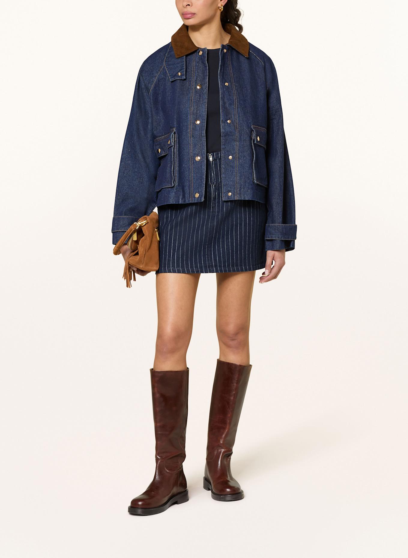 NEO NOIR Jeansrock GABANI: DUNKELBLAU / WEISS