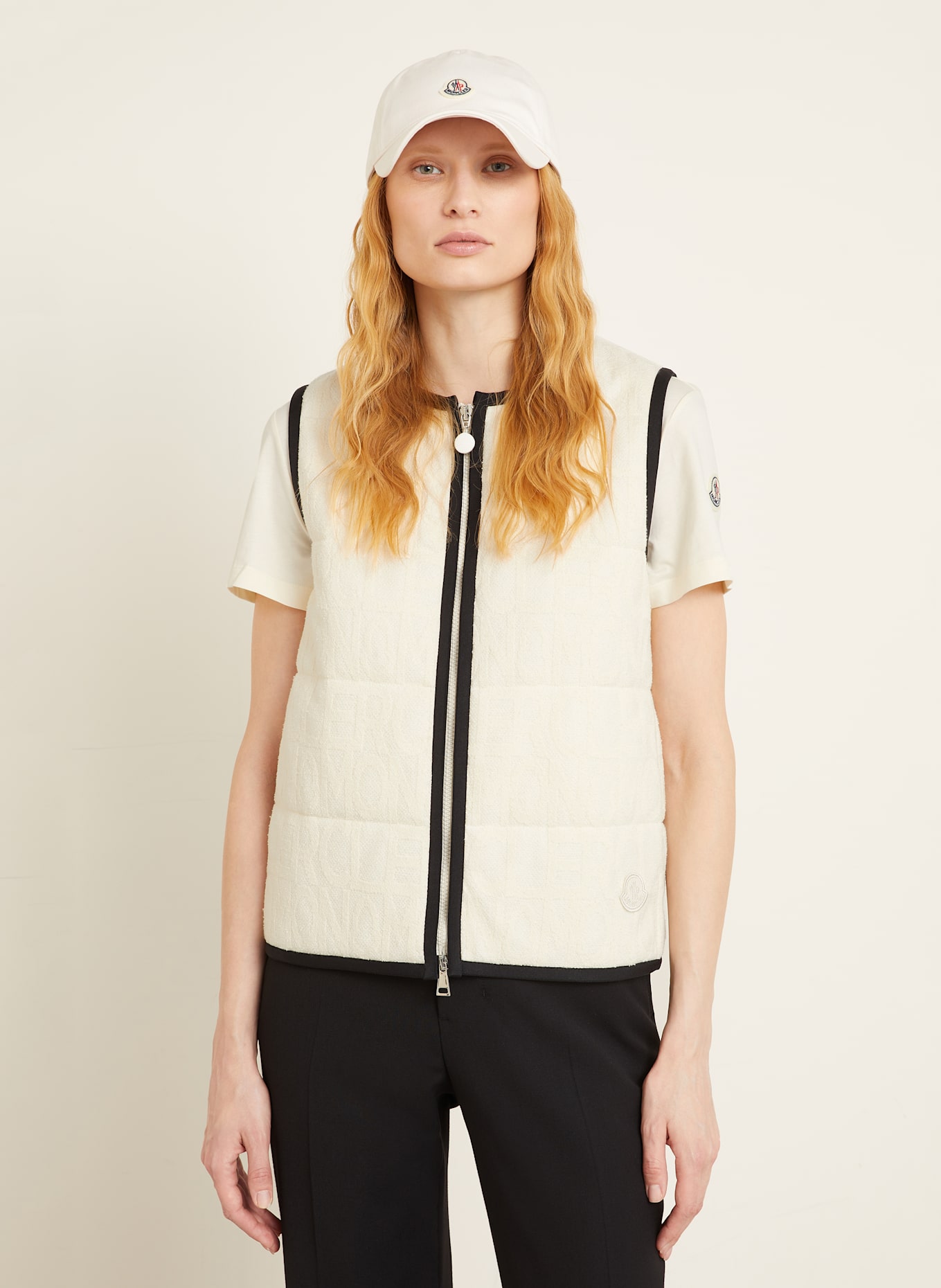 MONCLER Steppweste aus Frottee: ECRU