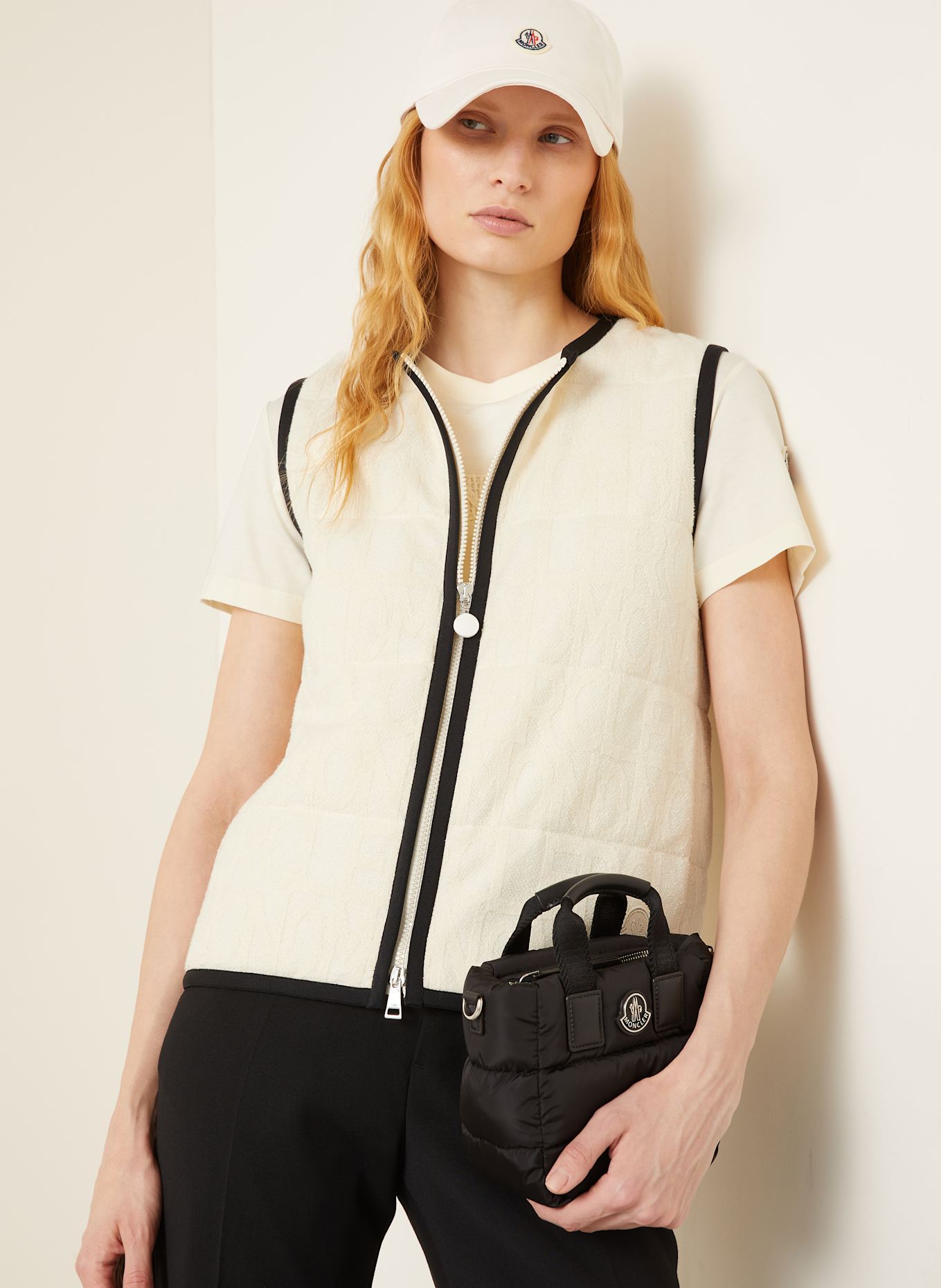 MONCLER Steppweste aus Frottee: ECRU