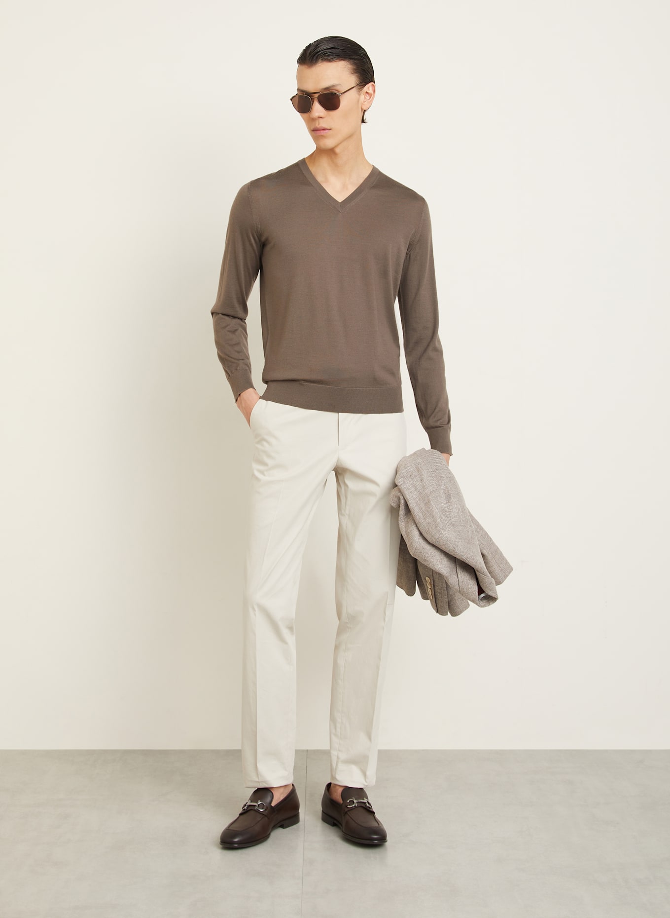 ZEGNA Cashmere-Pullover CASHSETA mit Seide: TAUPE