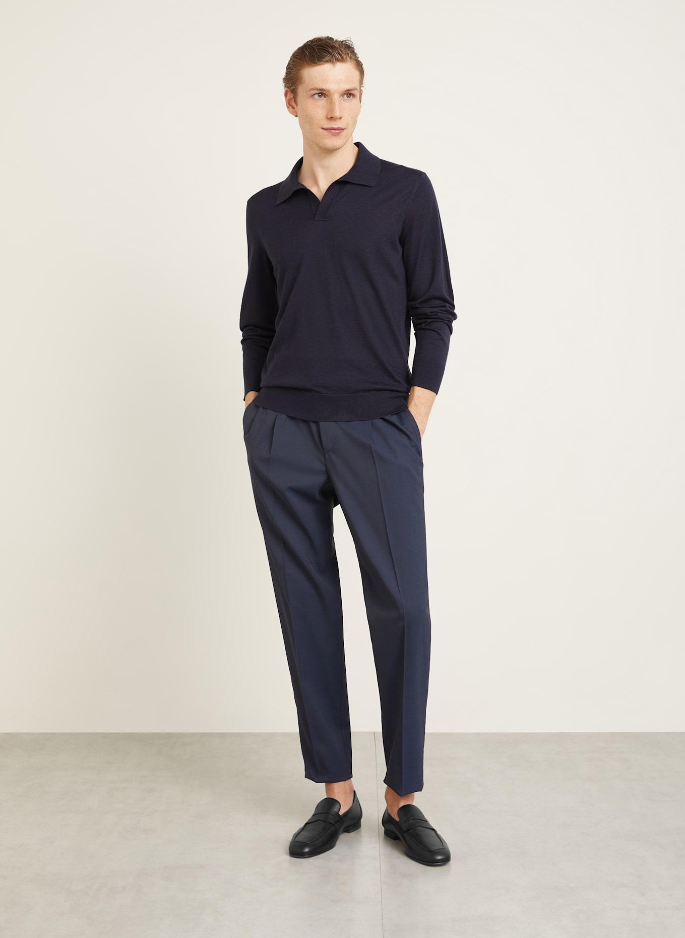 ZEGNA Cashmere-Pullover mit Seide: DUNKELBLAU