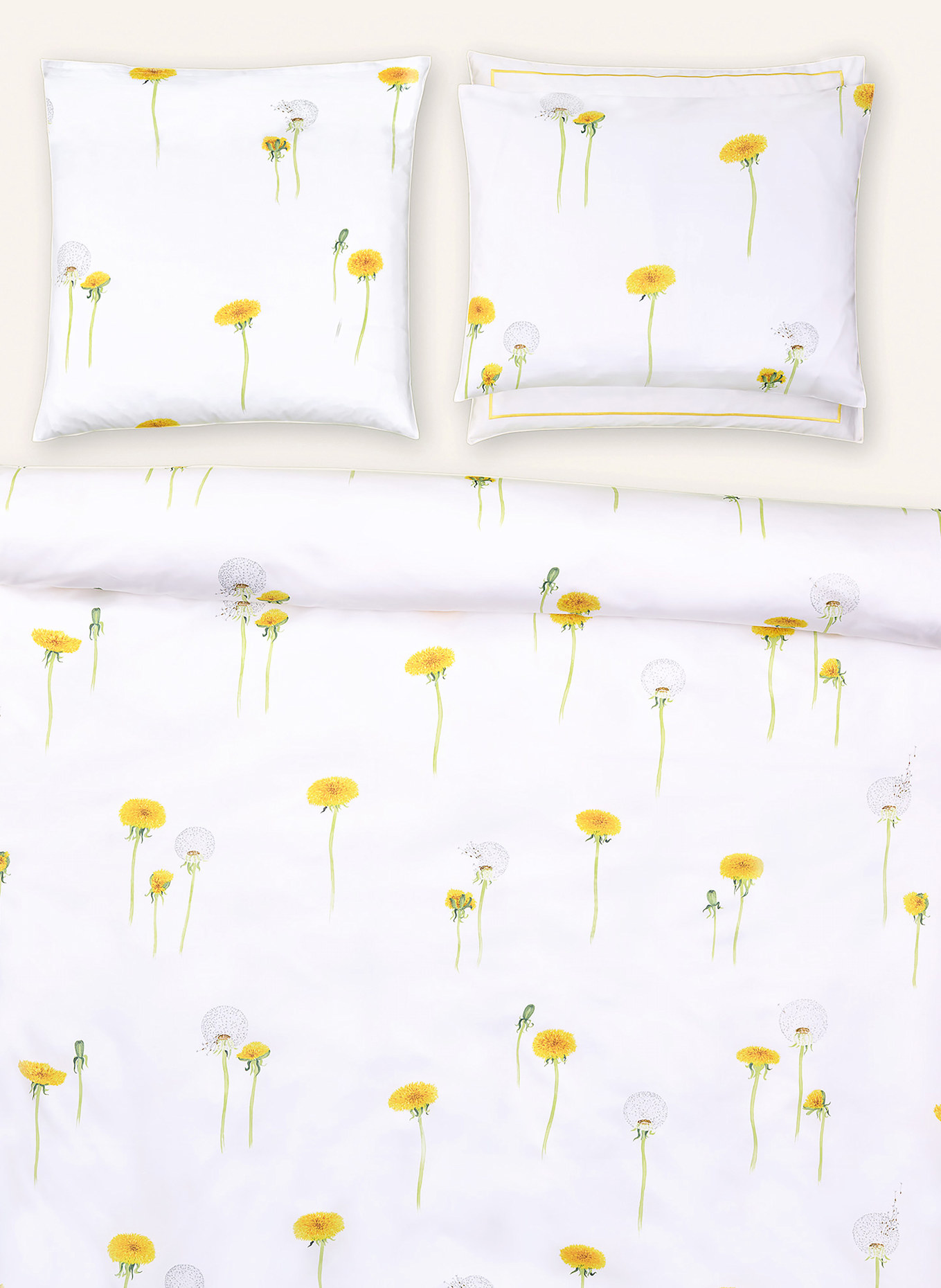 Christian Fischbacher Bettwäsche PUSTEBLUME: WEISS / GELB / HELLGRÜN