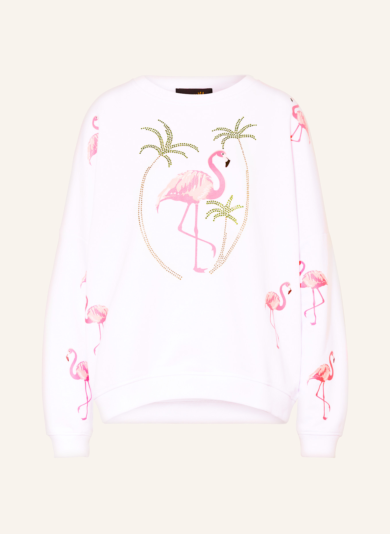 miss goodlife Sweatshirt mit Schmucksteinen: WEISS / PINK / ROSÉ