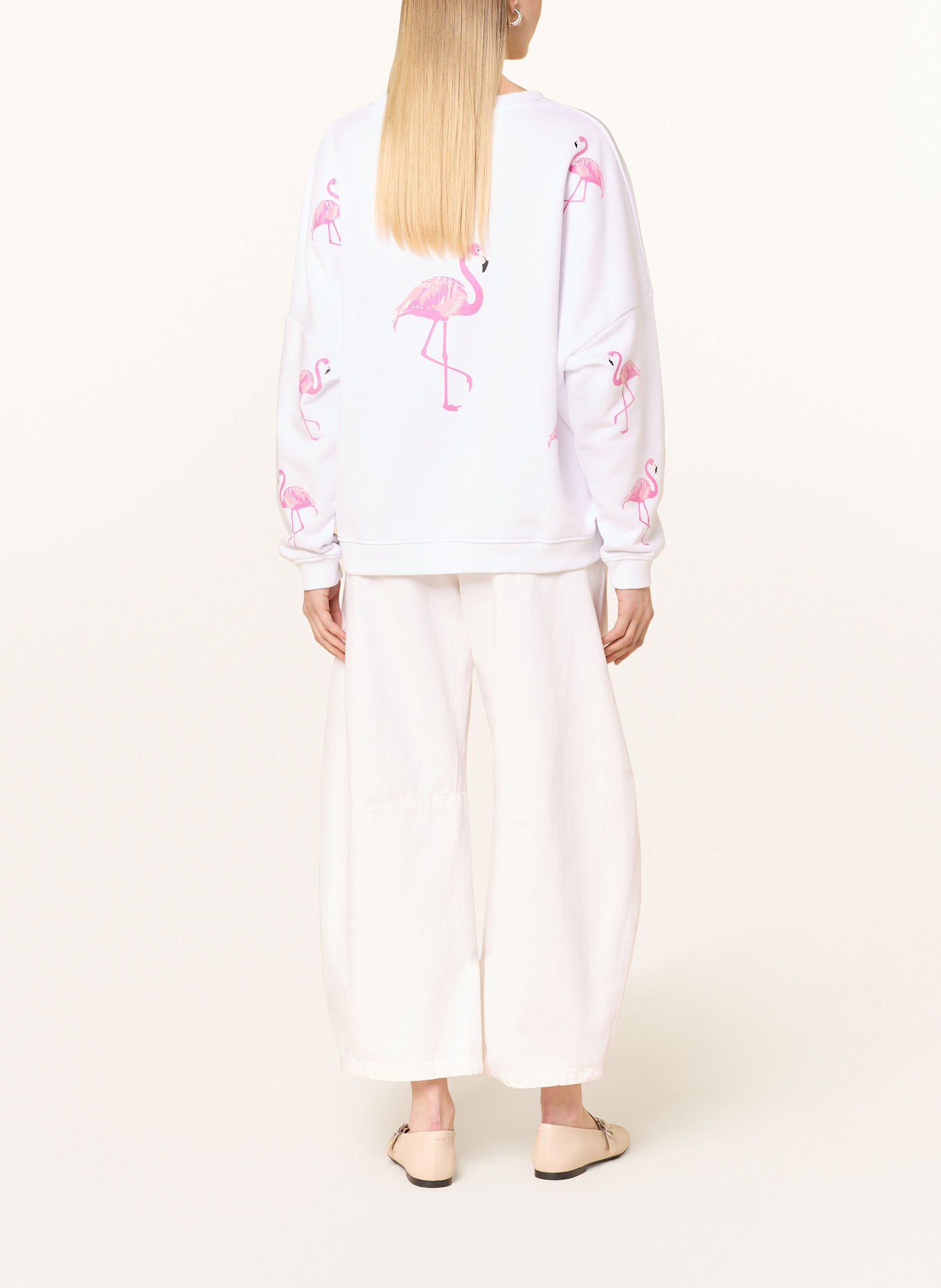 miss goodlife Sweatshirt mit Schmucksteinen: WEISS / PINK / ROSÉ