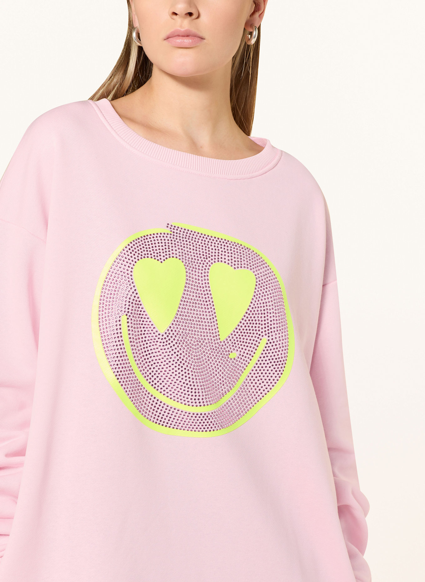 miss goodlife Sweatkleid mit Schmucksteinen: HELLROSA