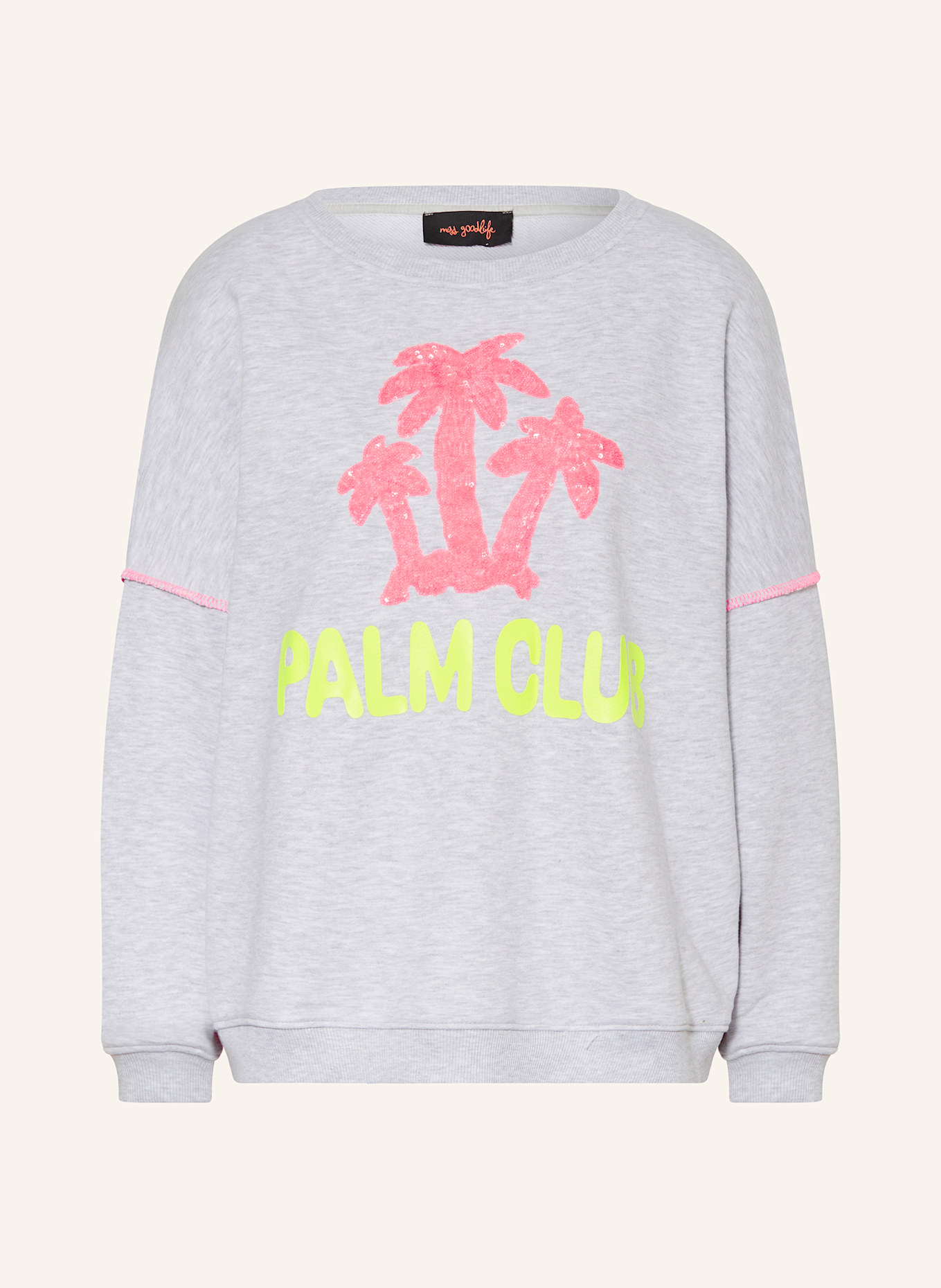 miss goodlife Sweatshirt mit Pailletten: HELLGRAU