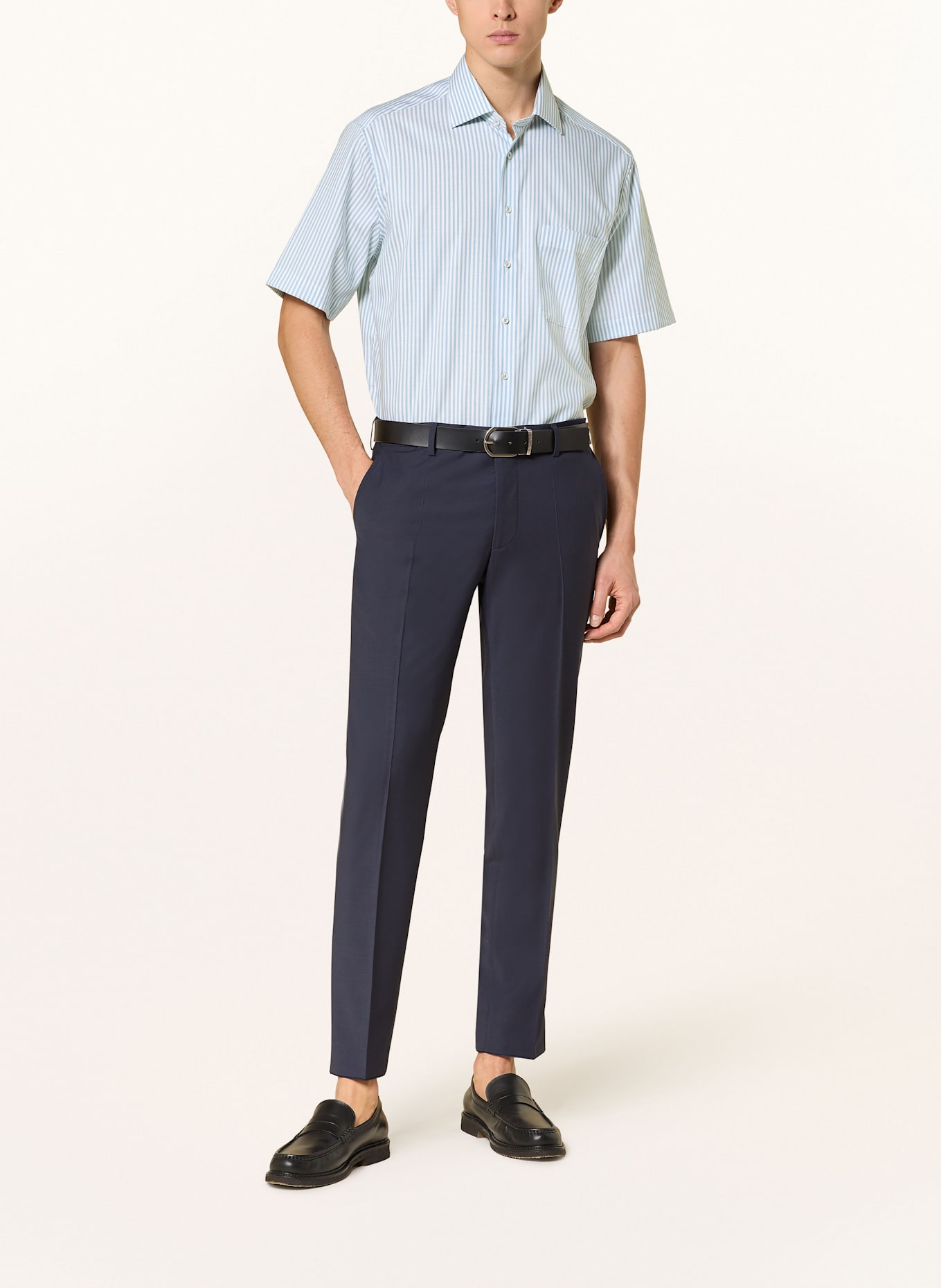 ETERNA Short sleeve shirt comfort fit: BLUE GRAY/ WHITE